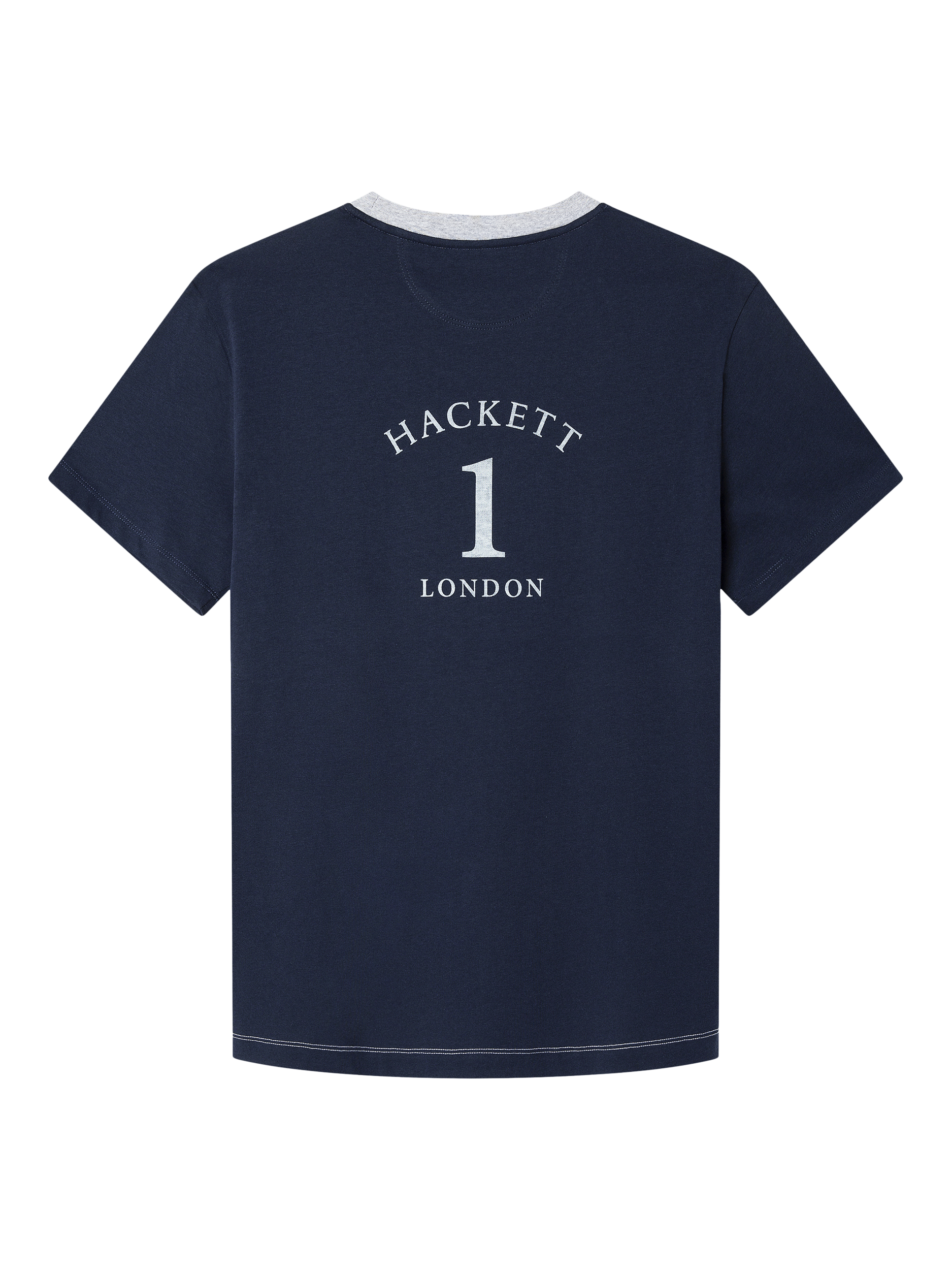 Product image 2 of 6, which shows Hackett London Cotton Regular Fit Short Sleeve Colour Block T-Shirt, Optic White, XXL