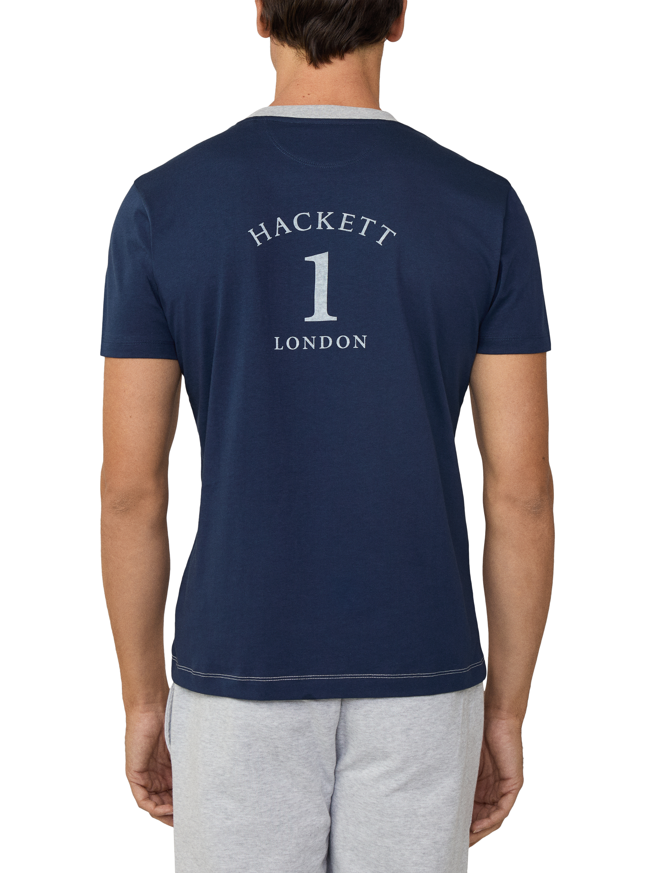 Product image 3 of 6, which shows Hackett London Cotton Regular Fit Short Sleeve Colour Block T-Shirt, Optic White, XXL
