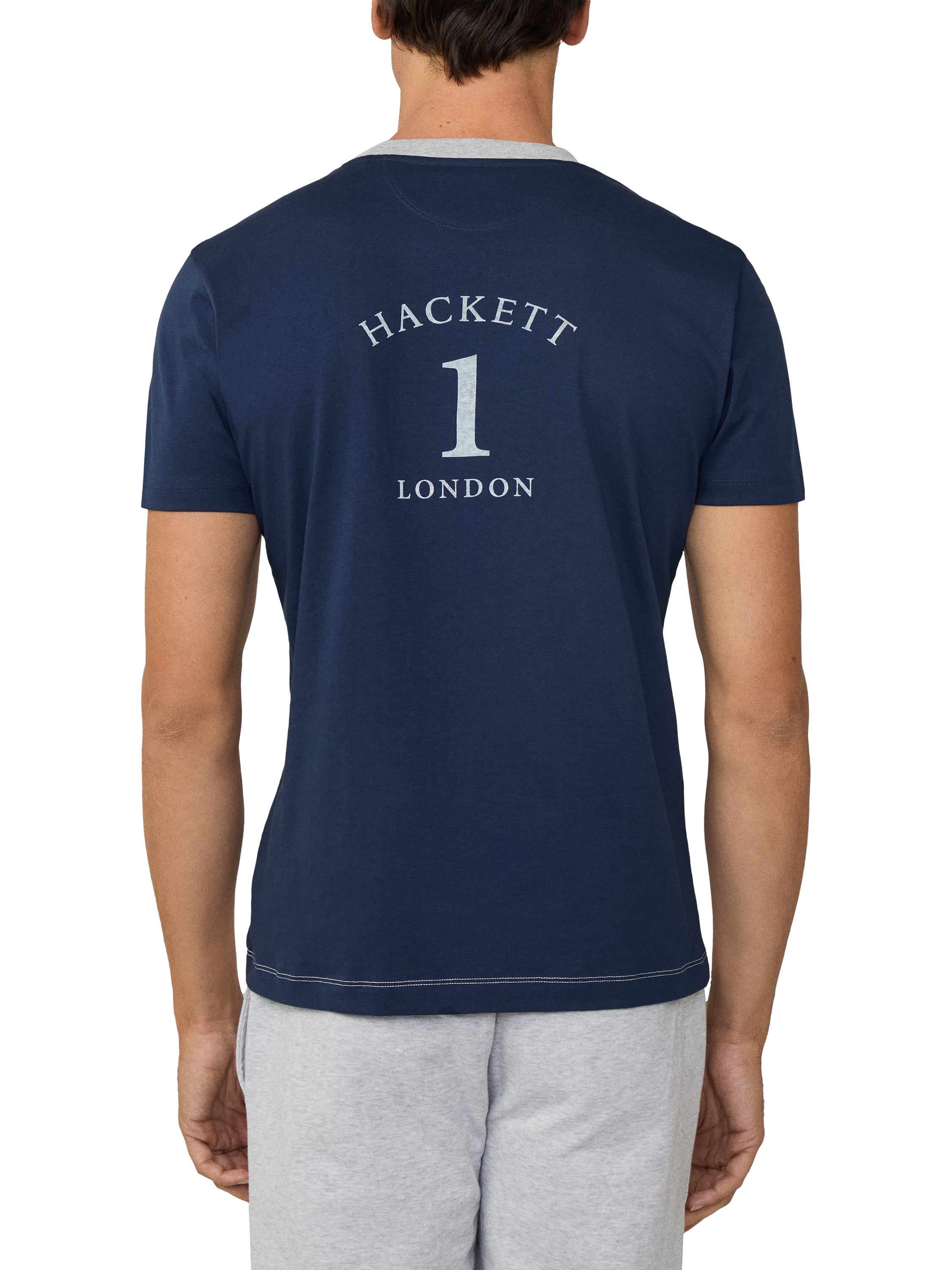 Product image 5 of 6, which shows Hackett London Cotton Regular Fit Short Sleeve Colour Block T-Shirt, Optic White, XXL