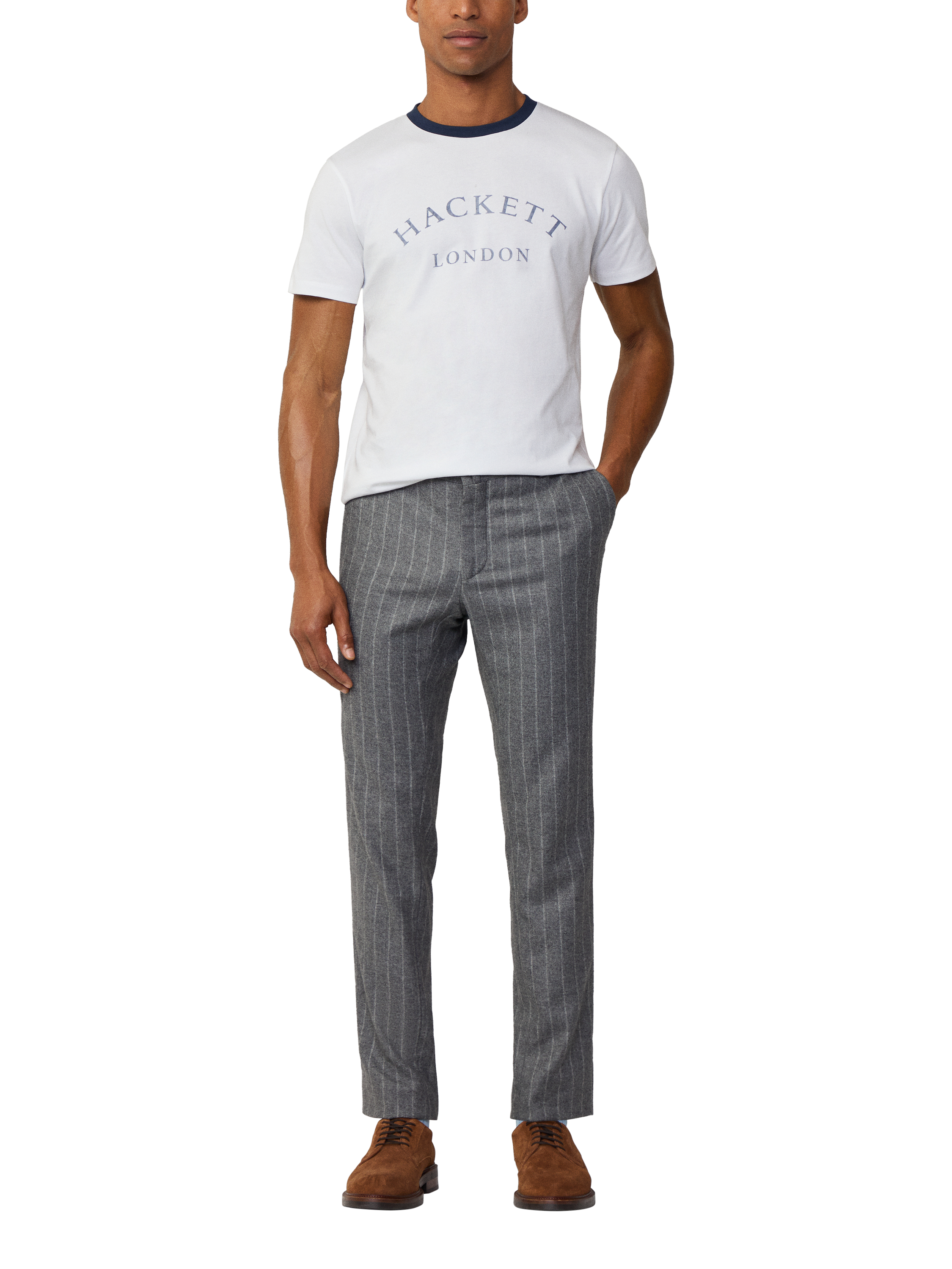 Product image 2 of 6, which shows Hackett London Cotton Regular Fit Short Sleeve Logo T-Shirt, Optic White, XS