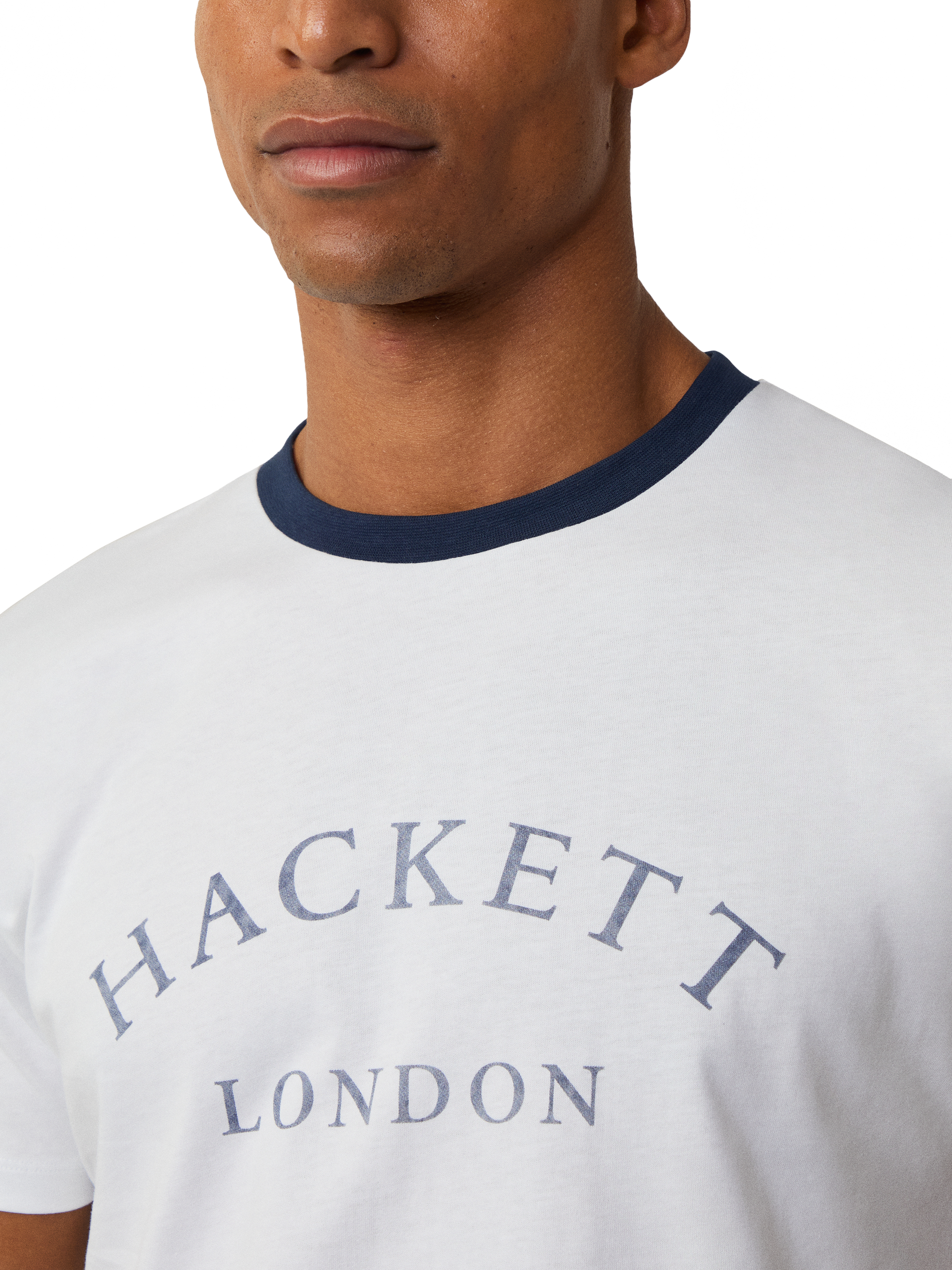 Product image 4 of 6, which shows Hackett London Cotton Regular Fit Short Sleeve Logo T-Shirt, Optic White, XS