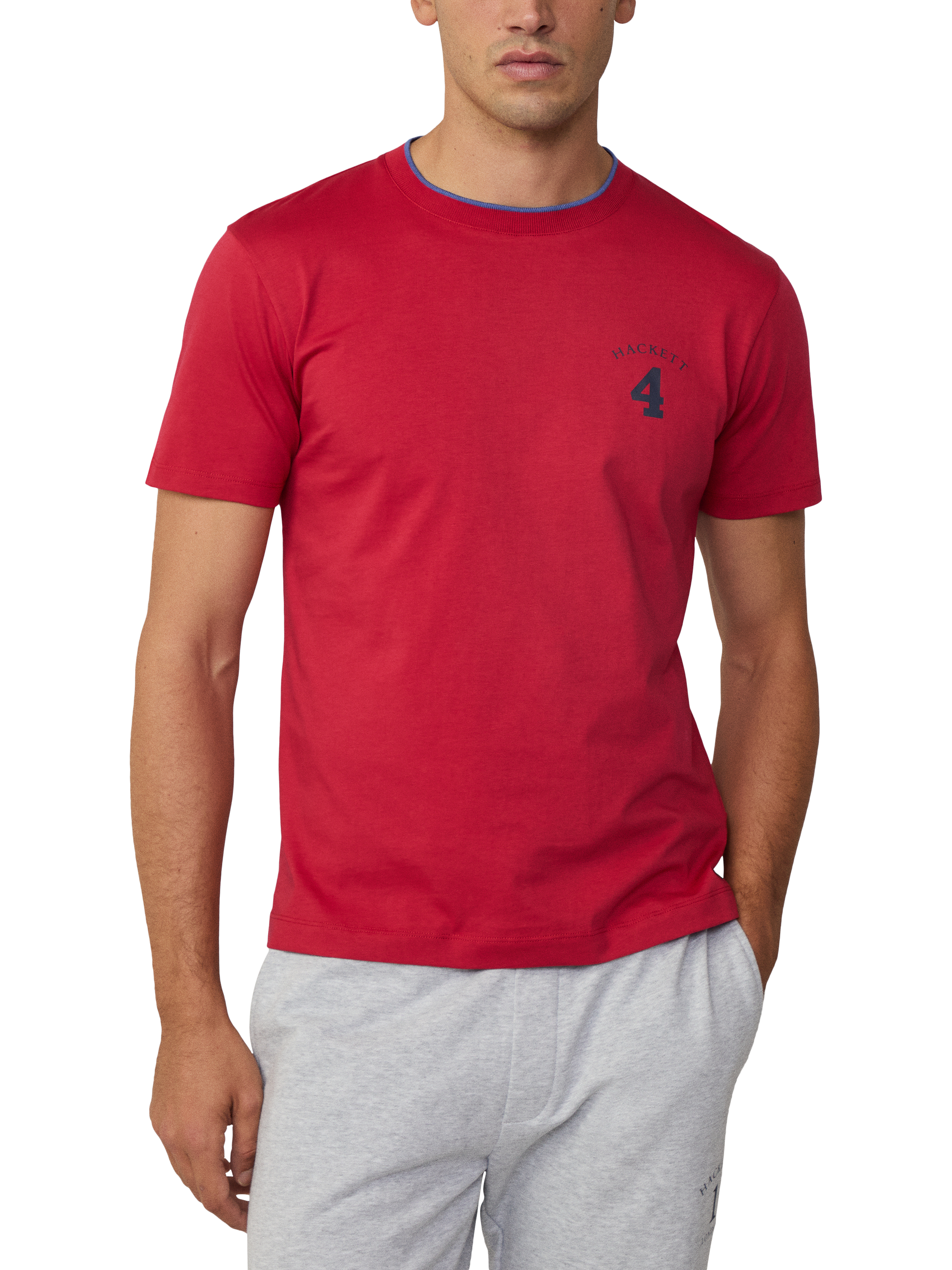 Product image 1 of 5, which shows Hackett London Cotton Regular Fit Short Sleeve T-Shirt, Pop Red, XXXL