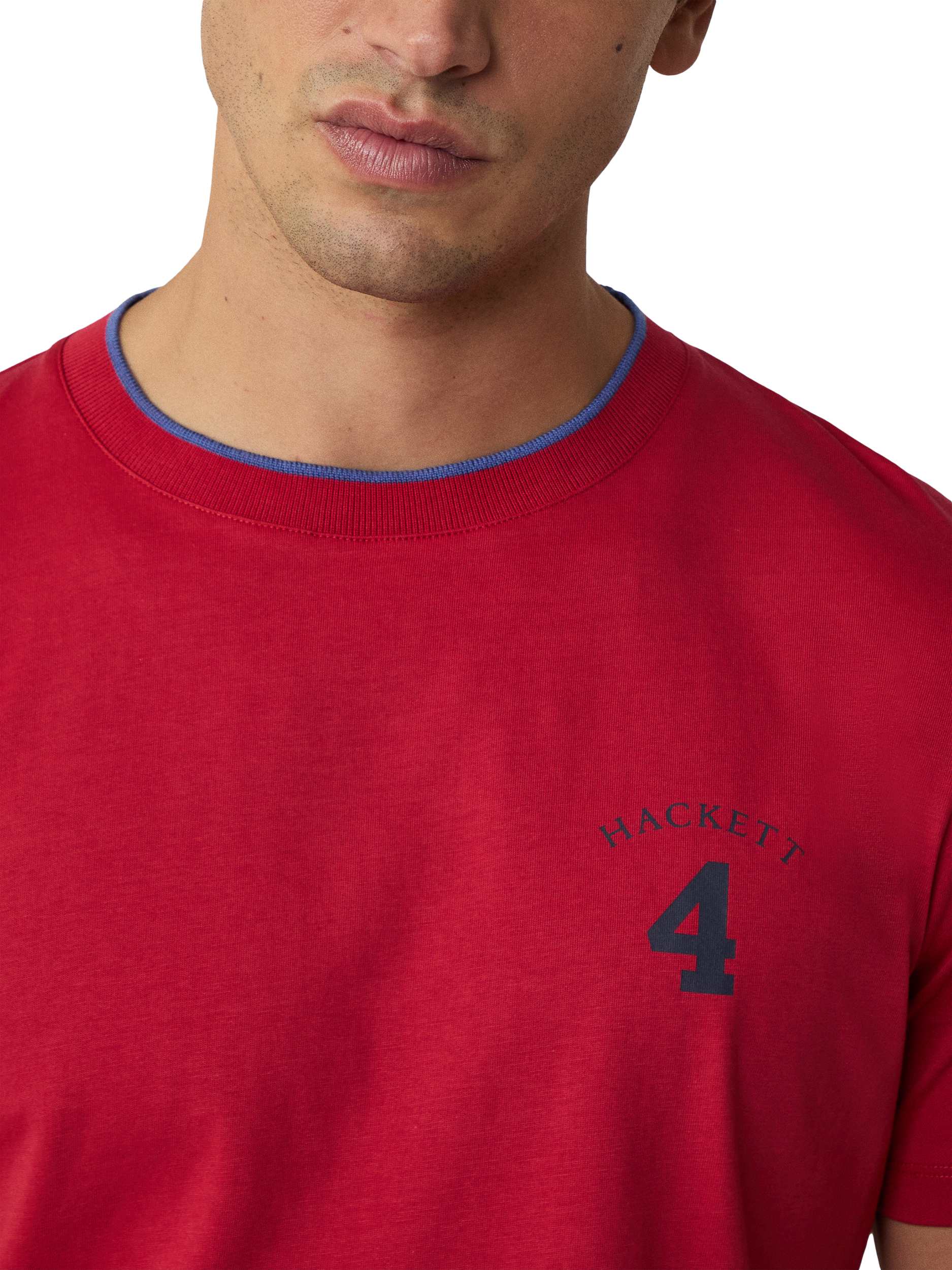 Product image 4 of 5, which shows Hackett London Cotton Regular Fit Short Sleeve T-Shirt, Pop Red, XXXL