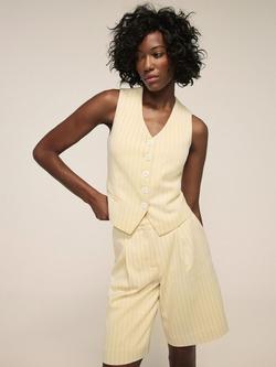 Mint Velvet Pinstripe Tailored Shorts, Yellow/Multi, Yellow/Multi