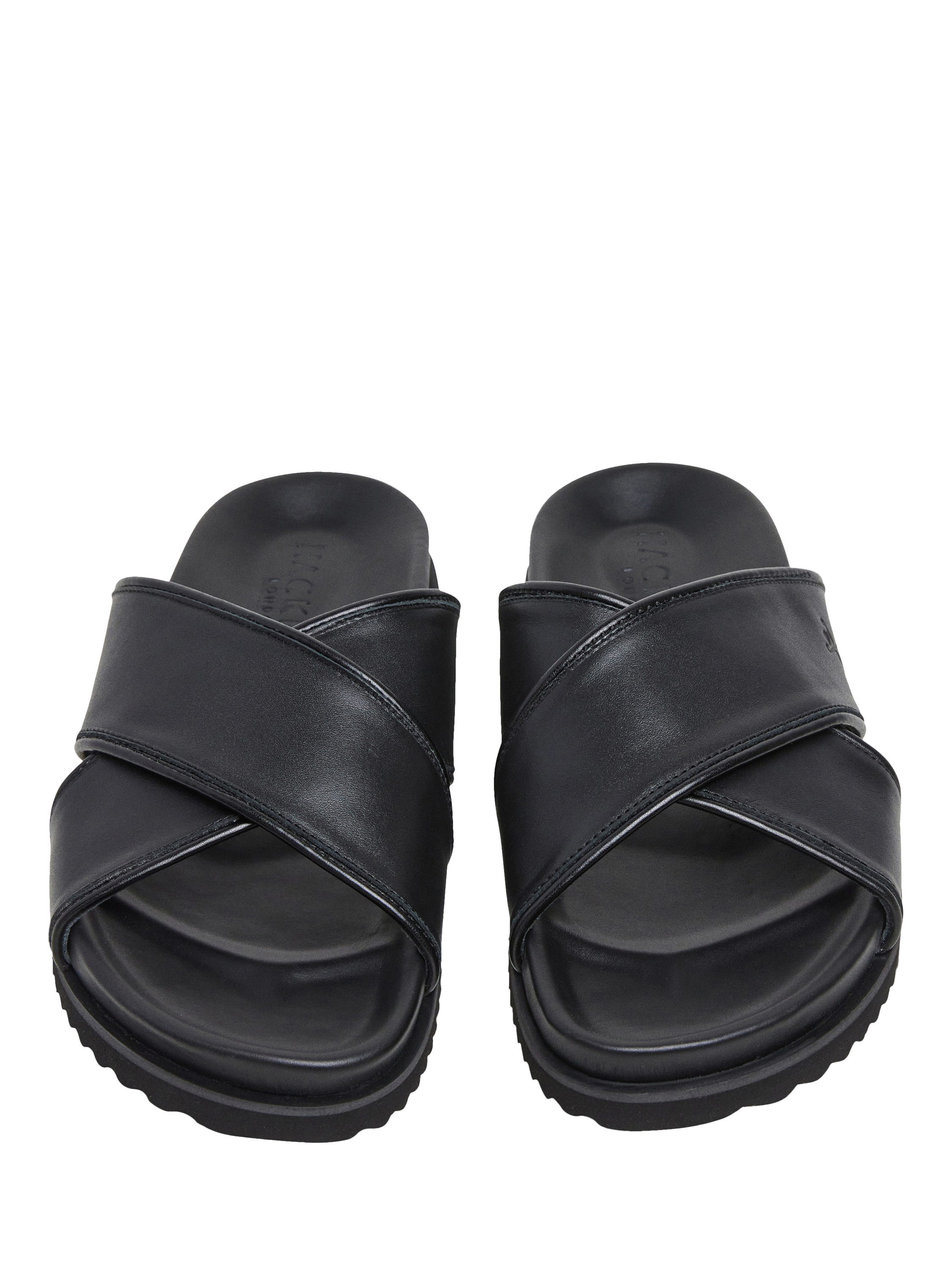 Product image 3 of 5, which shows Hackett London Leather Cross Strap Sliders, Black, 11