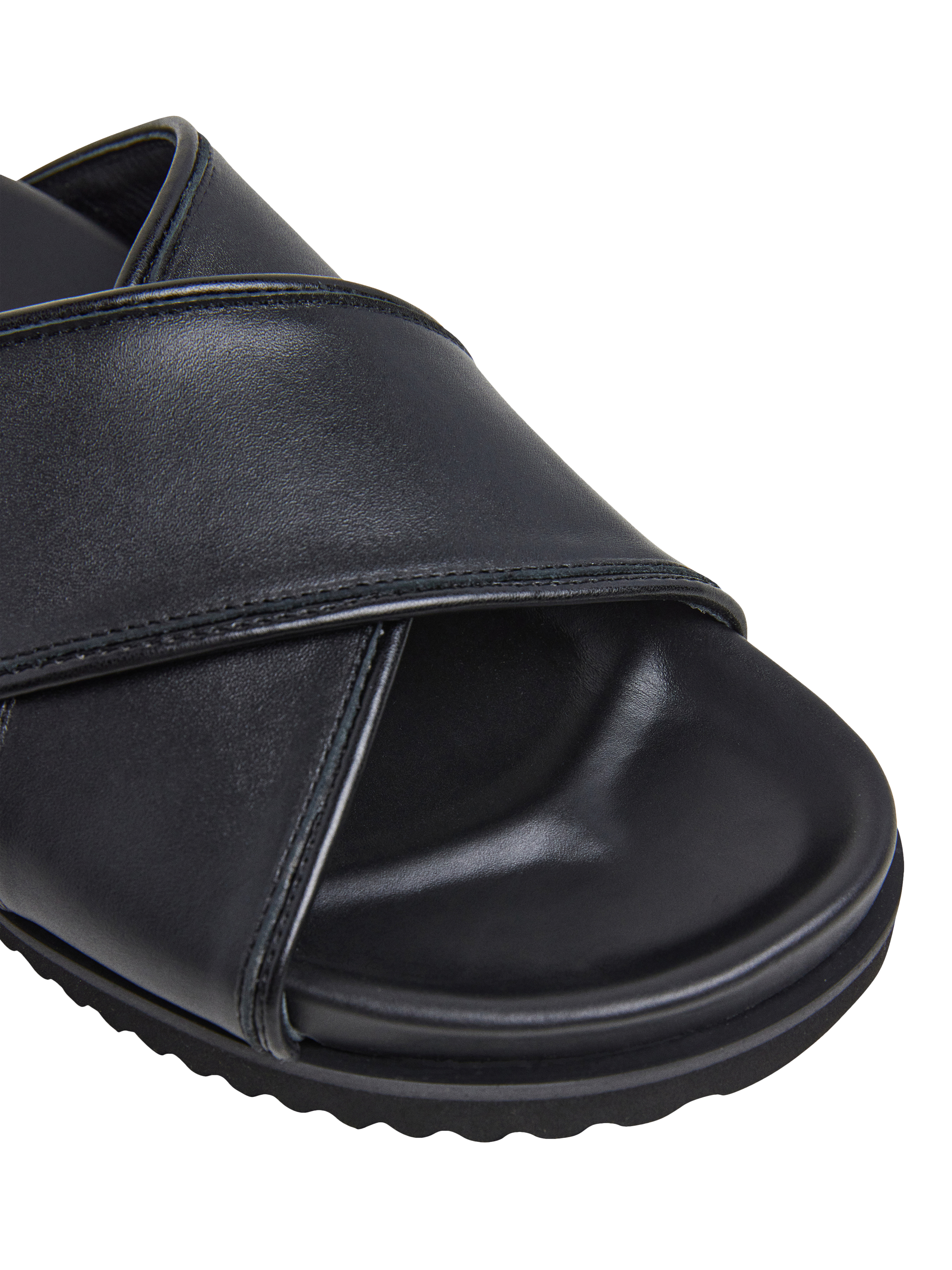 Product image 4 of 5, which shows Hackett London Leather Cross Strap Sliders, Black, 11