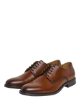 Hackett London Leather Blucher Derby Shoes, Tan Brown