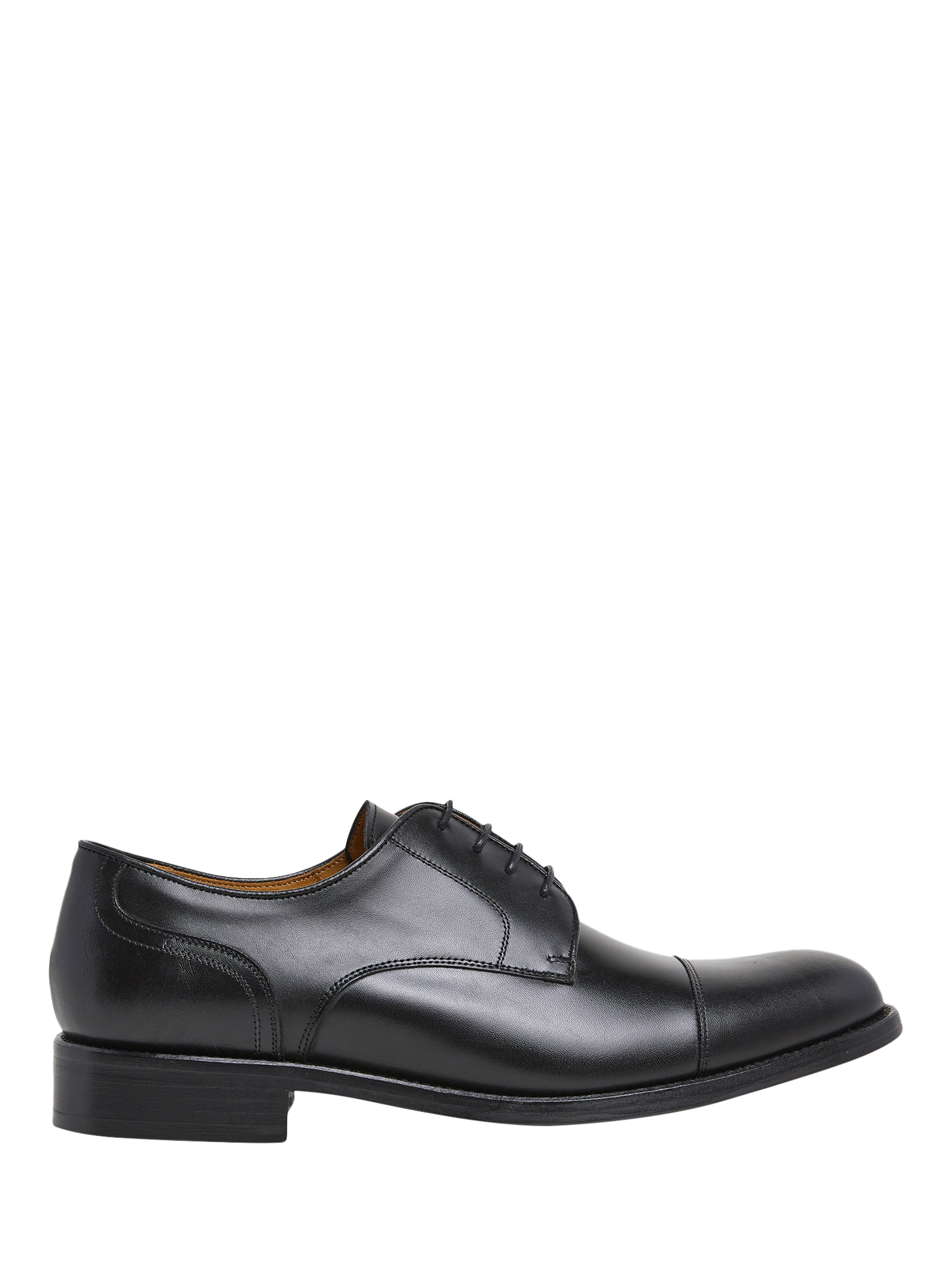 Product image 1 of 6, which shows Hackett London Leather Toe Cap Derby Shoes, Black, 6