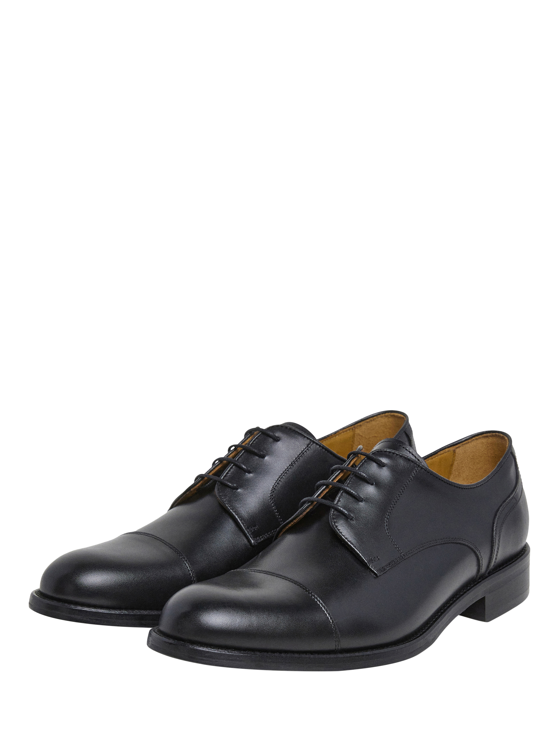 Product image 2 of 6, which shows Hackett London Leather Toe Cap Derby Shoes, Black, 6