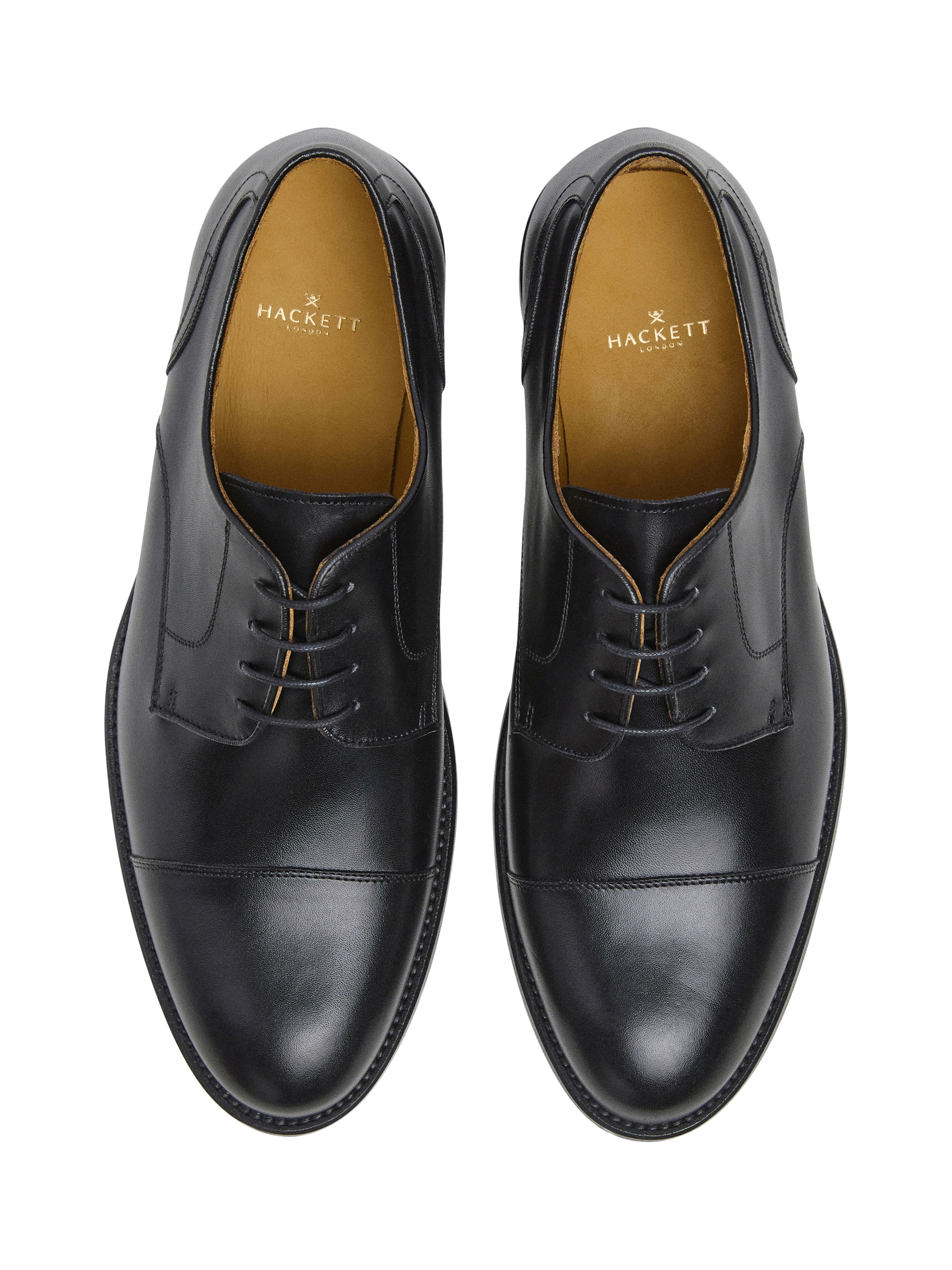 Product image 3 of 6, which shows Hackett London Leather Toe Cap Derby Shoes, Black, 6