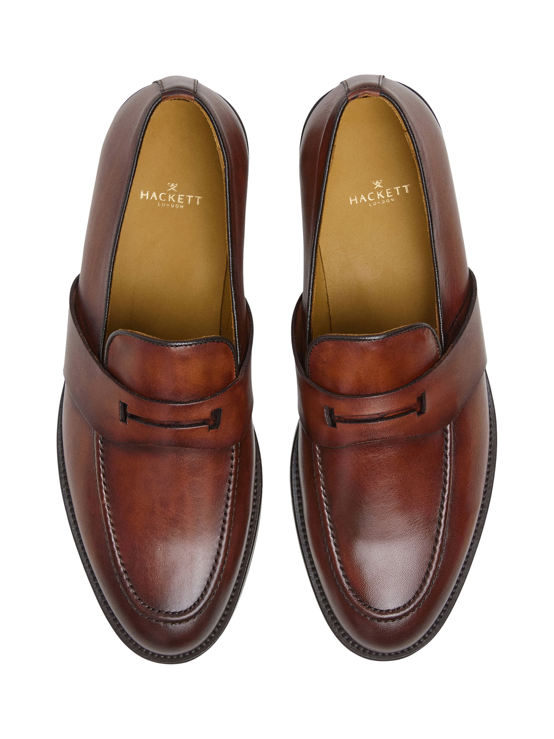 Product image 3 of 6, which shows Hackett London Leather Loafers, Cappuccino Brown, 6