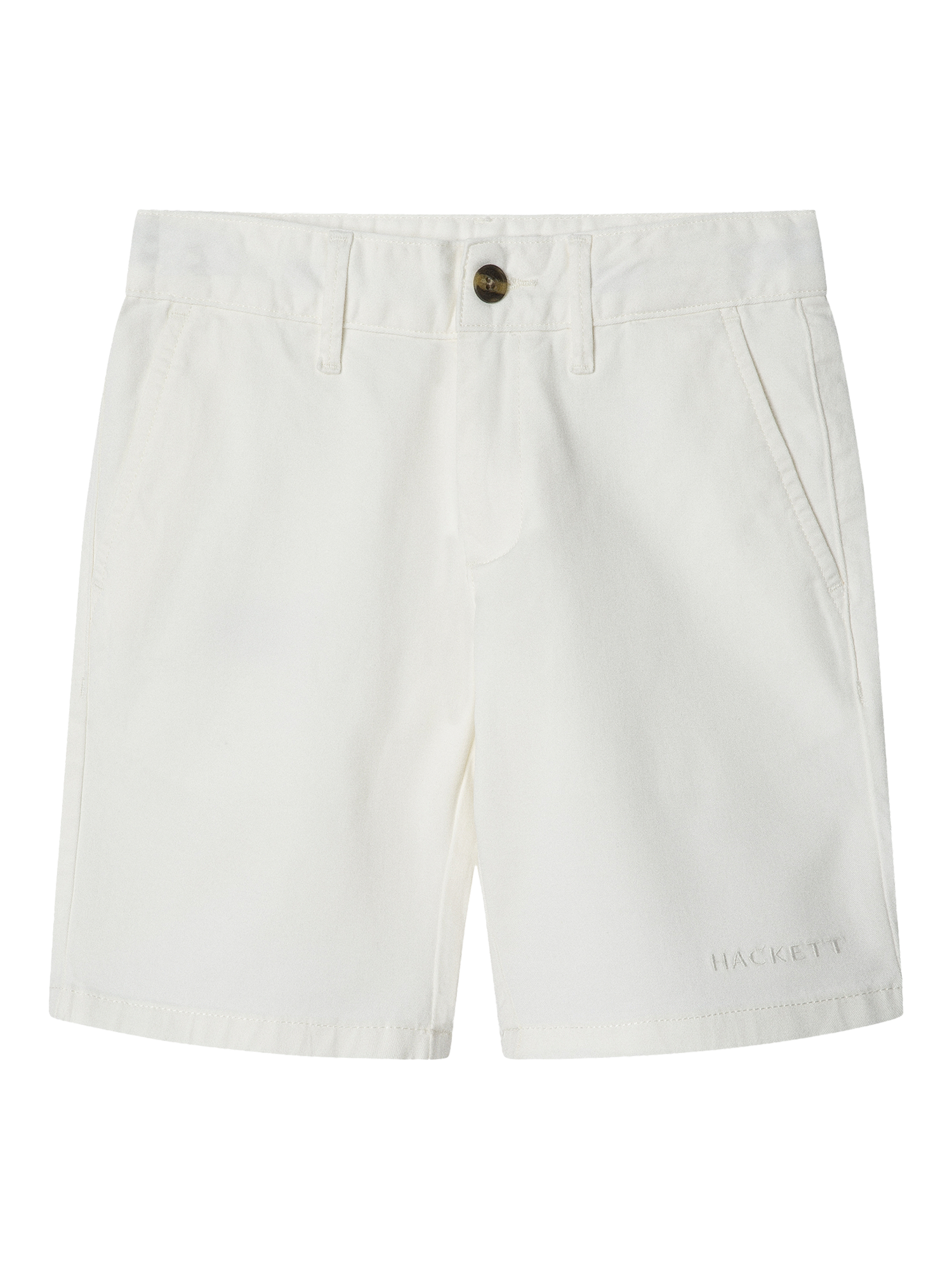 Product image 1 of 4, which shows Hackett London Kids' Cotton Twill Regular Fit Chino Shorts, Off White, 2 years