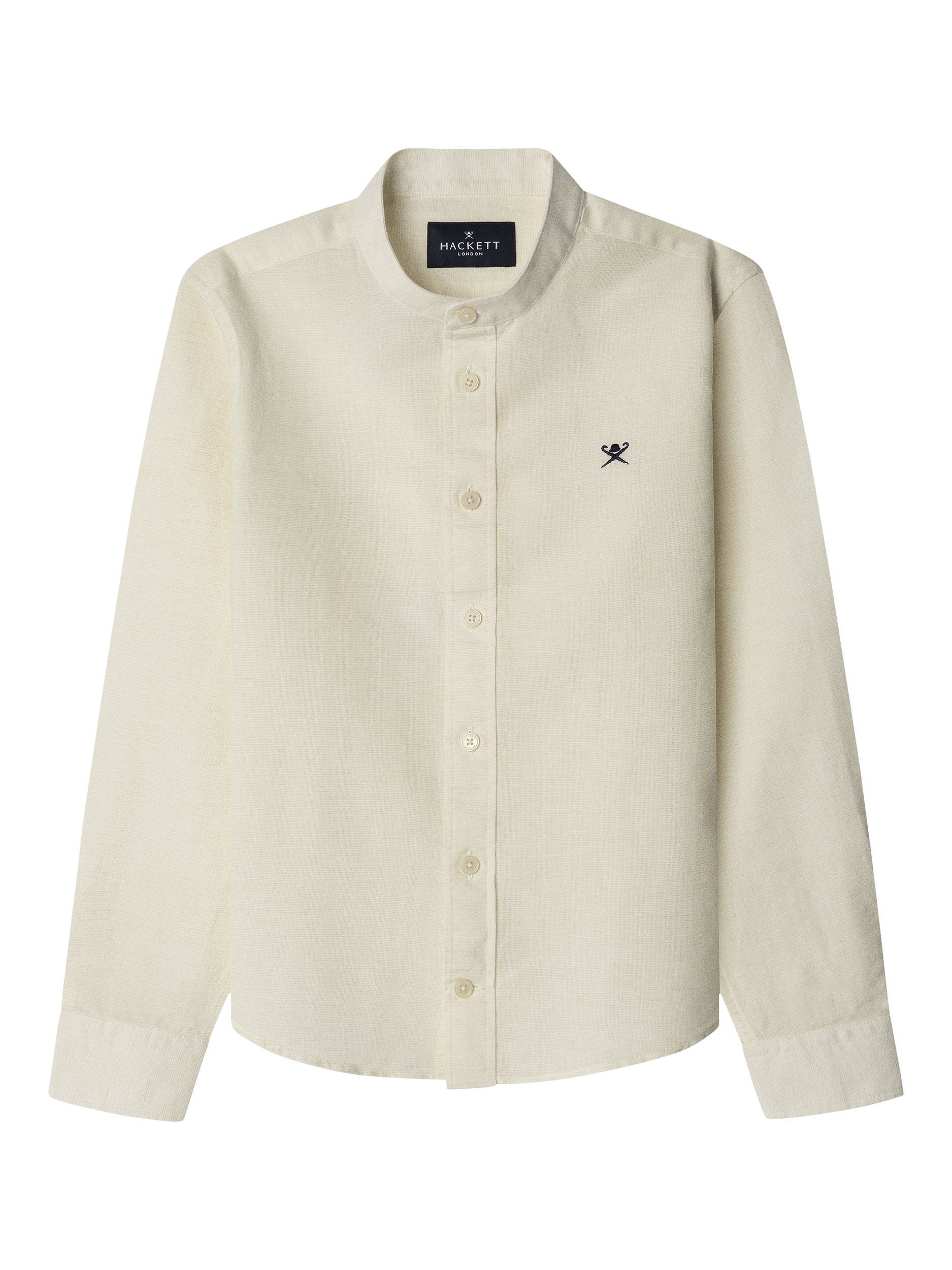Product image 1 of 4, which shows Hackett London Kids' Cotton-Linen Porter Collar Shirt, Optic White, 15 years