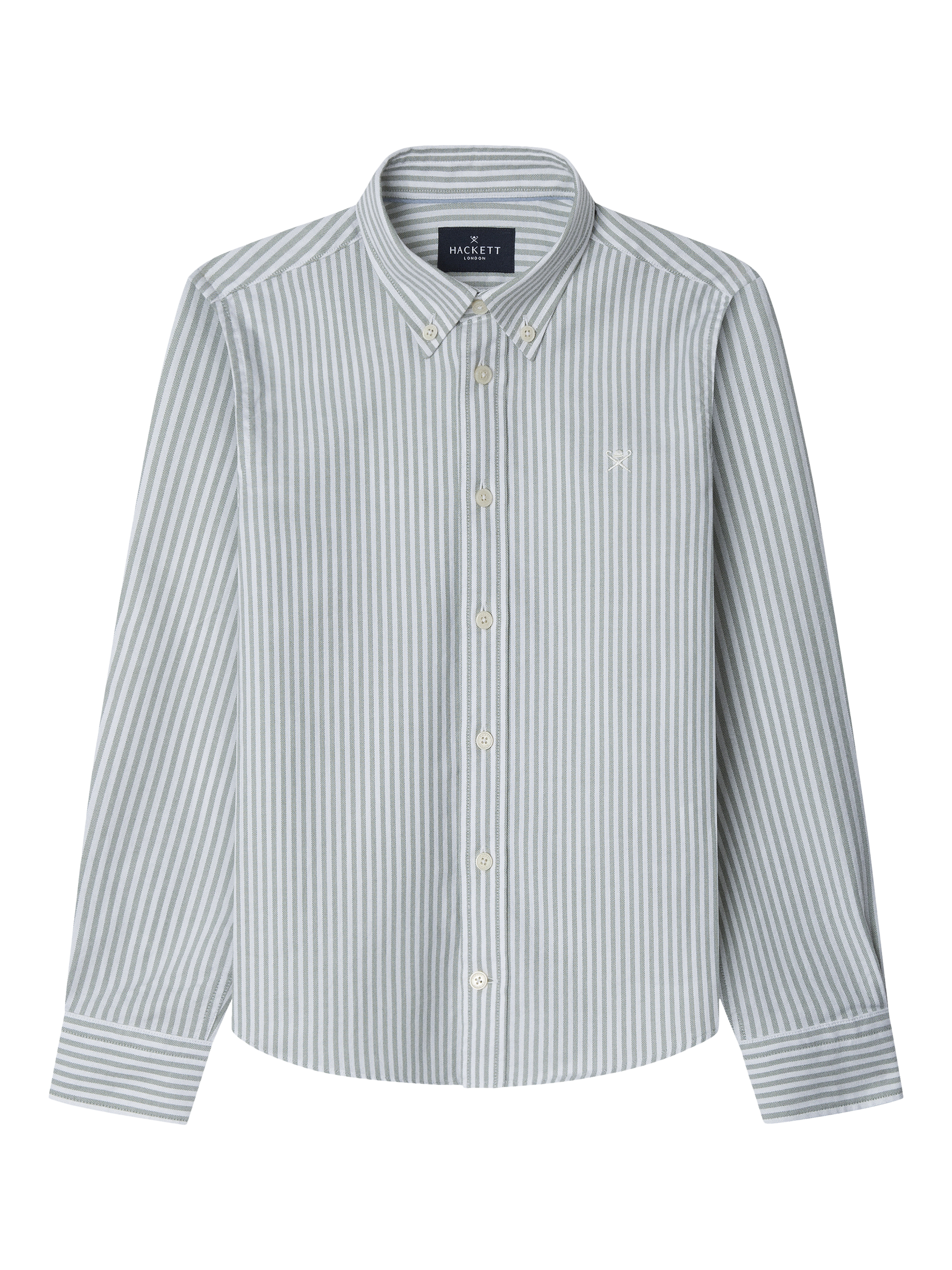 Product image 1 of 2, which shows Hackett London Kids' Oxford Cotton Stripe Shirt, Light Green, 2 years