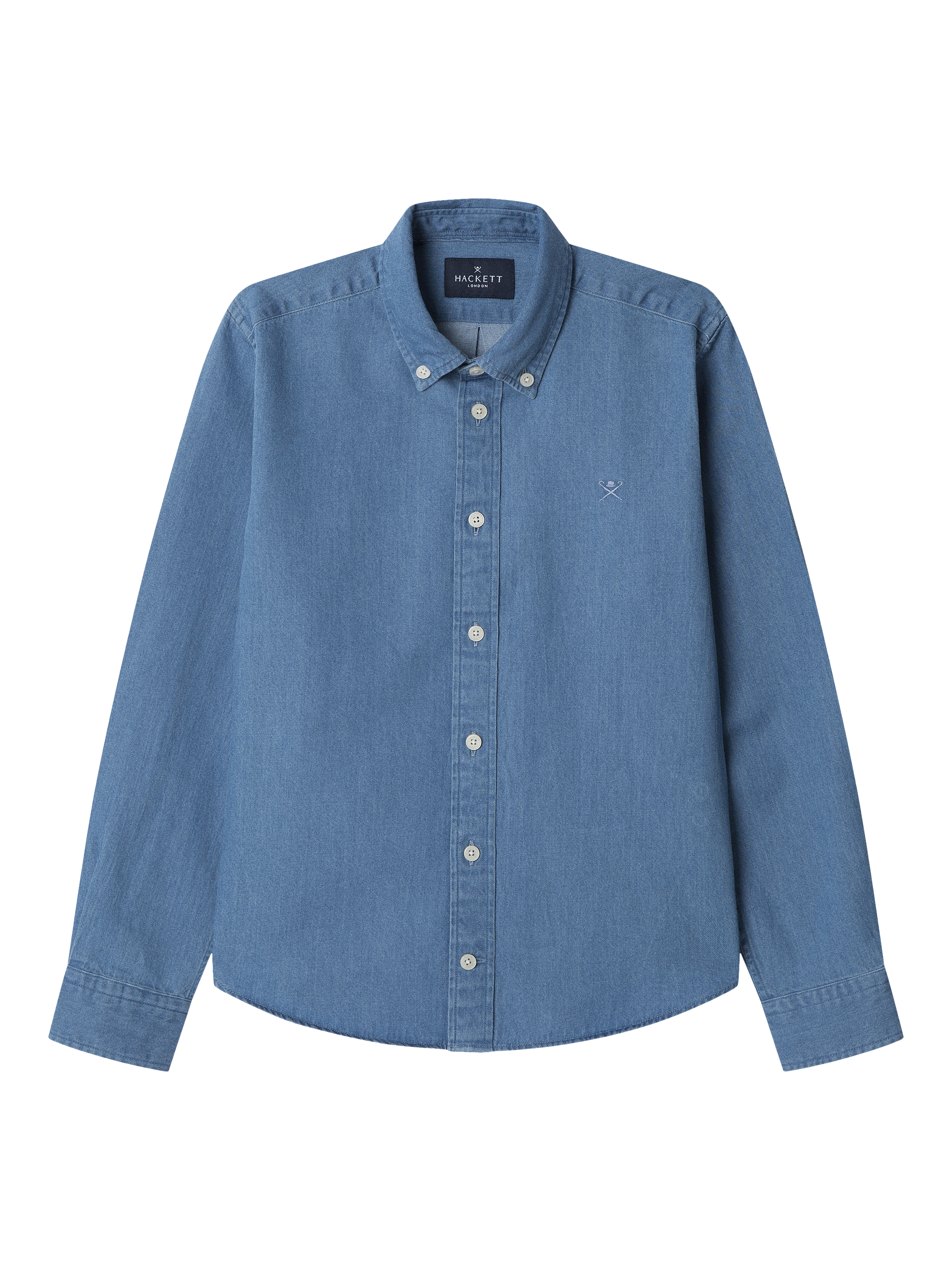 Product image 1 of 4, which shows Hackett London Kids' Cotton Lightweight Denim Shirt, Chambray Blue, 15 years