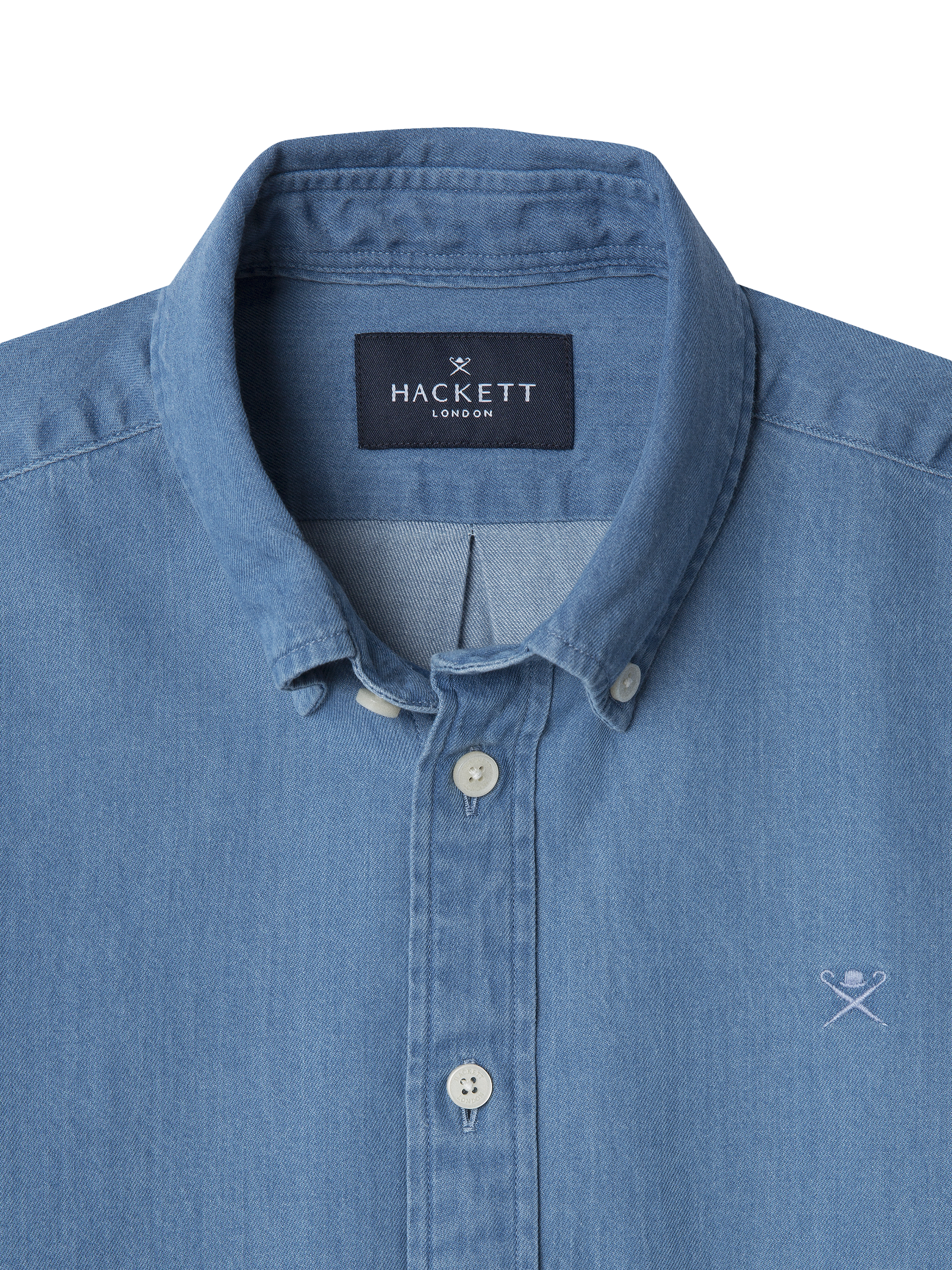 Product image 3 of 4, which shows Hackett London Kids' Cotton Lightweight Denim Shirt, Chambray Blue, 15 years