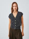 John Lewis Brushed Cashmere Knit V-Neck Waistcoat, Charcoal