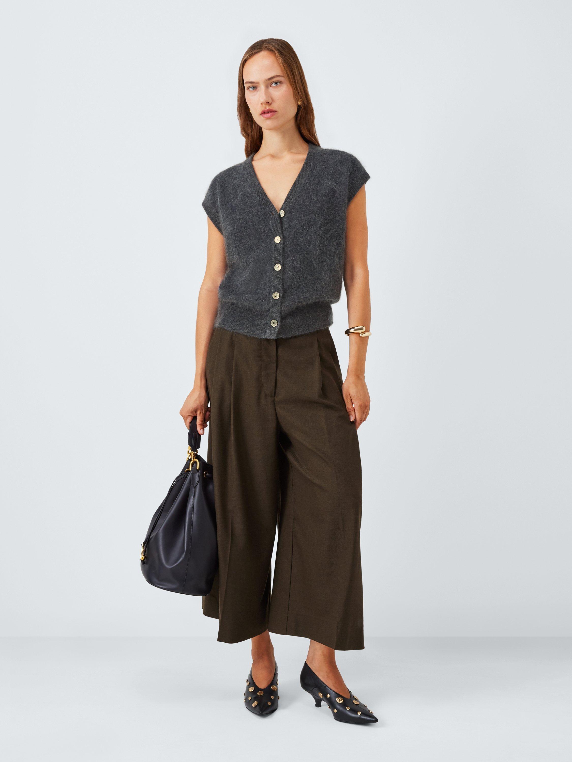 Product image 3 of 6, which shows John Lewis Brushed Cashmere Knit V-Neck Waistcoat, Charcoal, XS