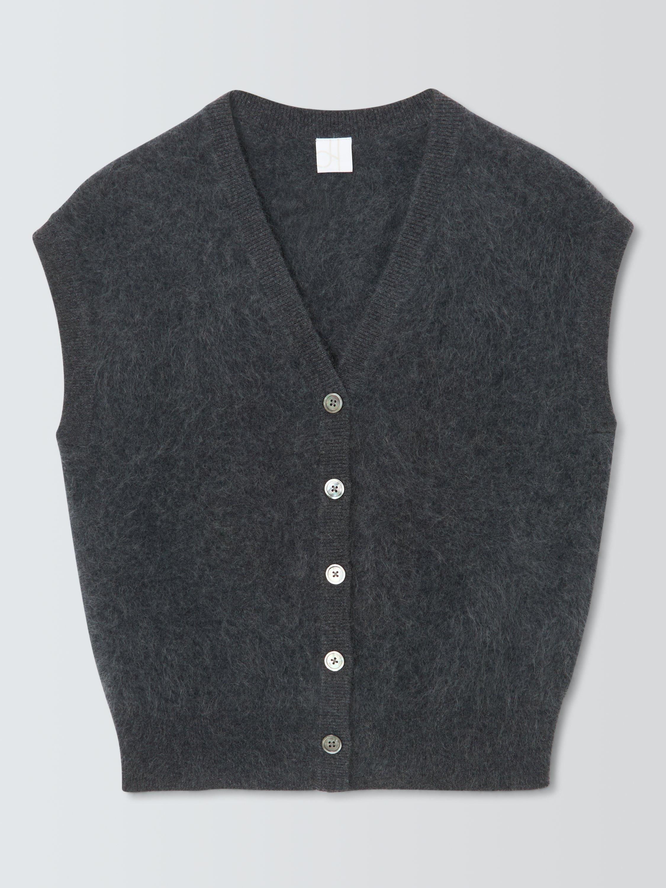 Product image 4 of 6, which shows John Lewis Brushed Cashmere Knit V-Neck Waistcoat, Charcoal, XS