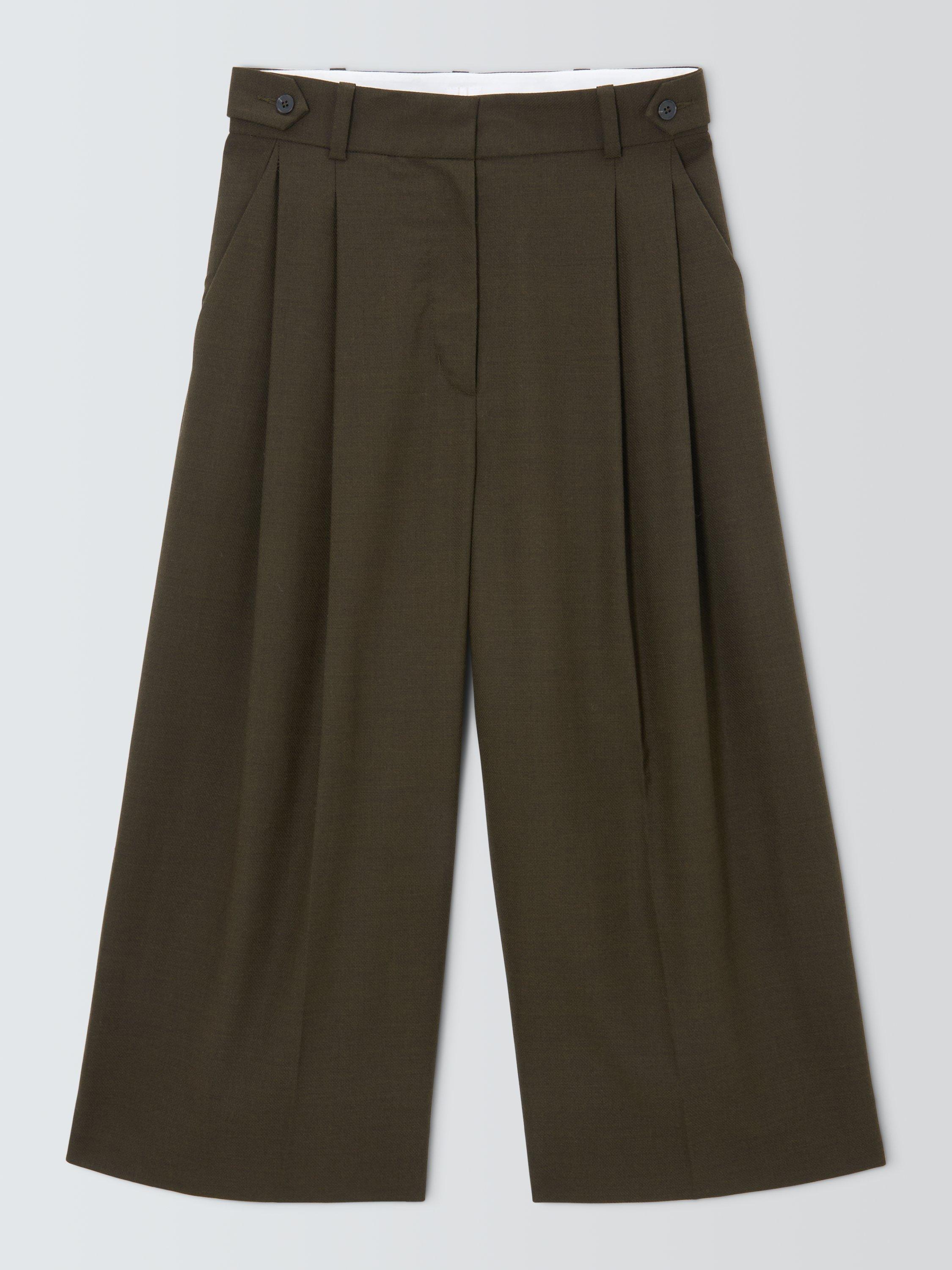 Product image 4 of 6, which shows John Lewis Wool Blend Wide Leg Culotte Trousers, Khaki, 14