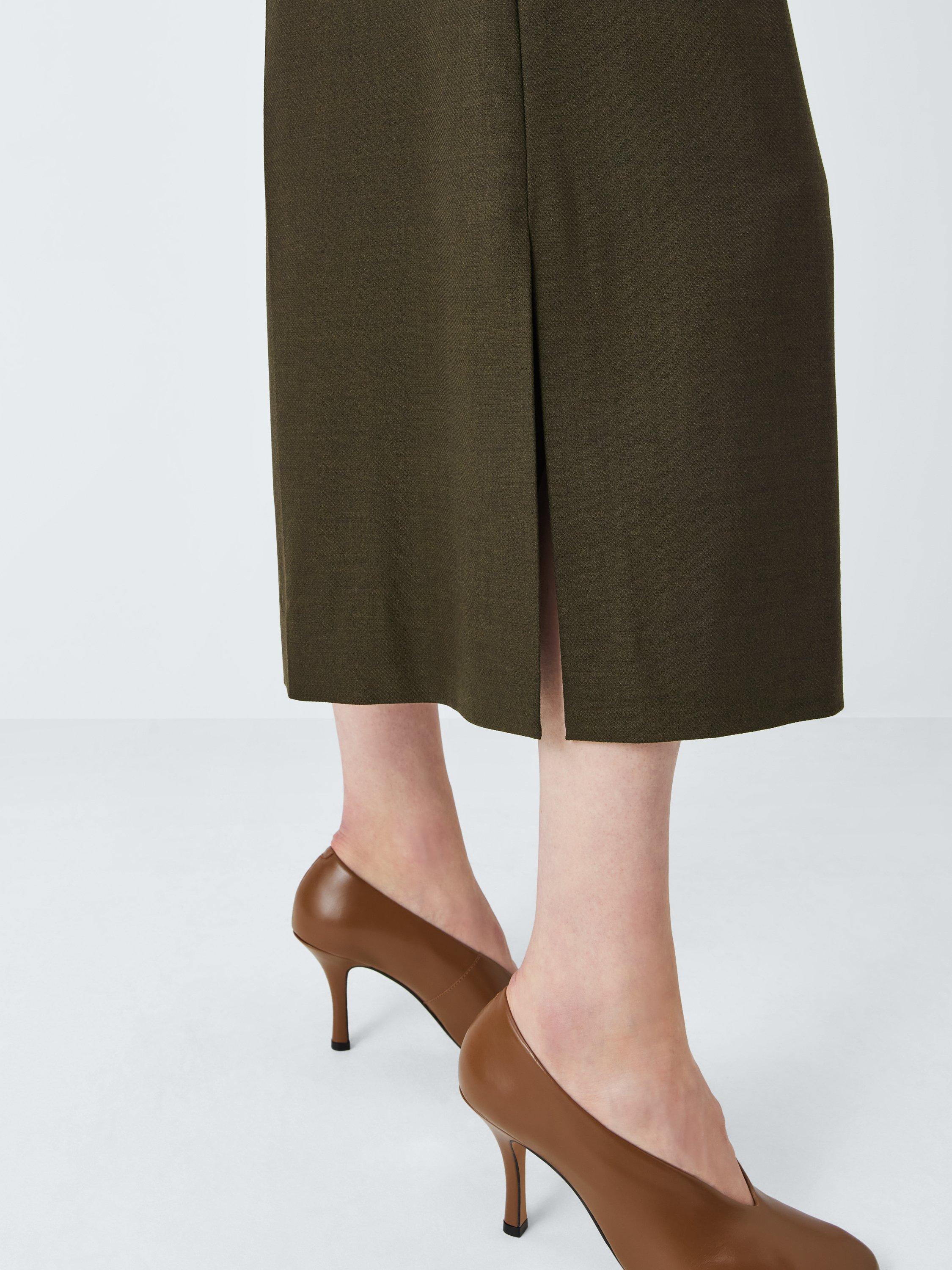Product image 5 of 6, which shows John Lewis Wool Blend Wide Leg Culotte Trousers, Khaki, 14