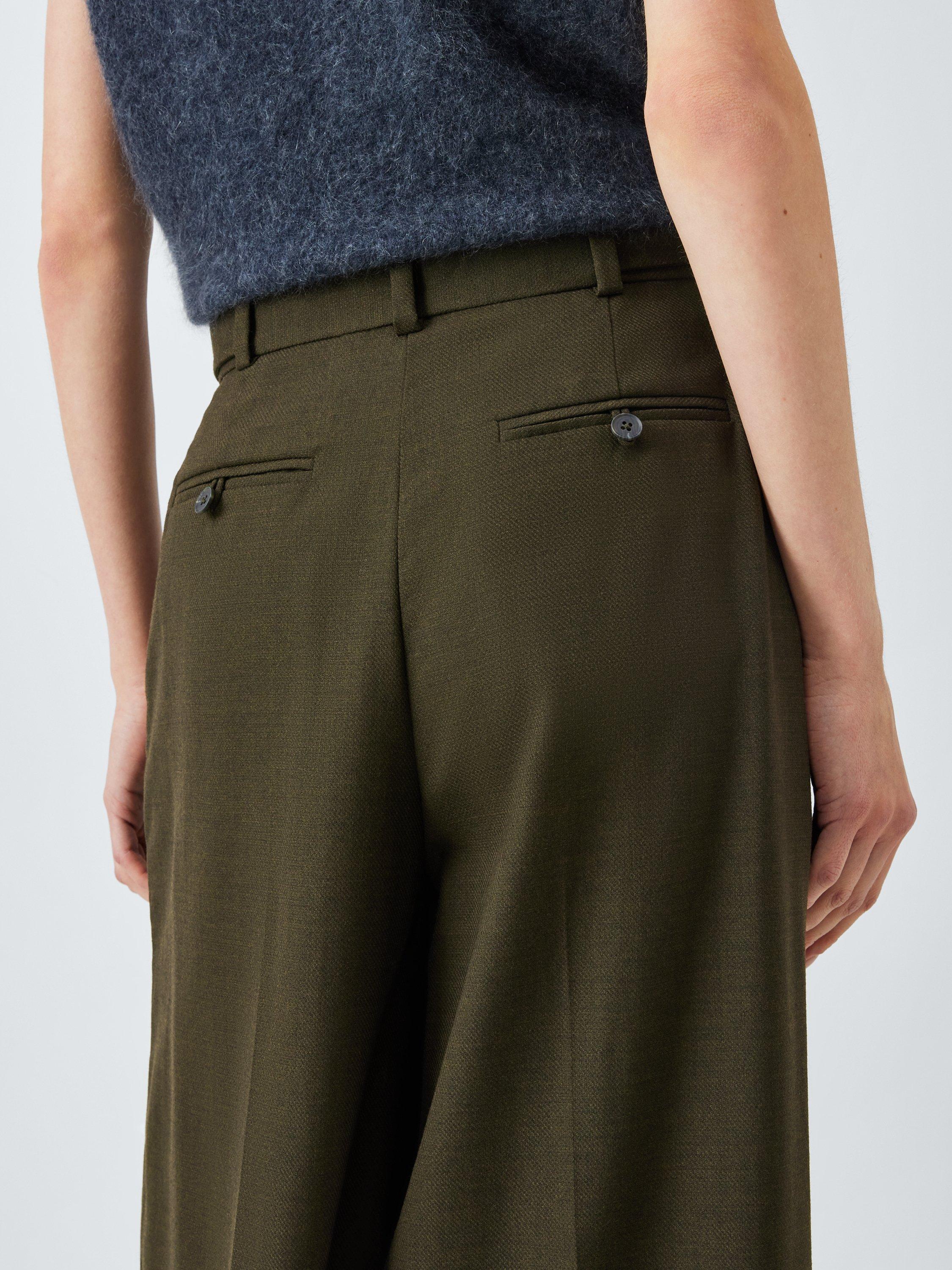 Product image 6 of 6, which shows John Lewis Wool Blend Wide Leg Culotte Trousers, Khaki, 14