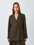 John Lewis Wool Blend Double Breasted Marl Jacket, Khaki