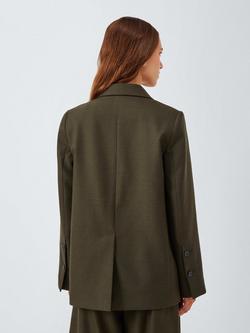 John Lewis Wool Blend Double Breasted Marl Jacket, Khaki - view 2, Khaki