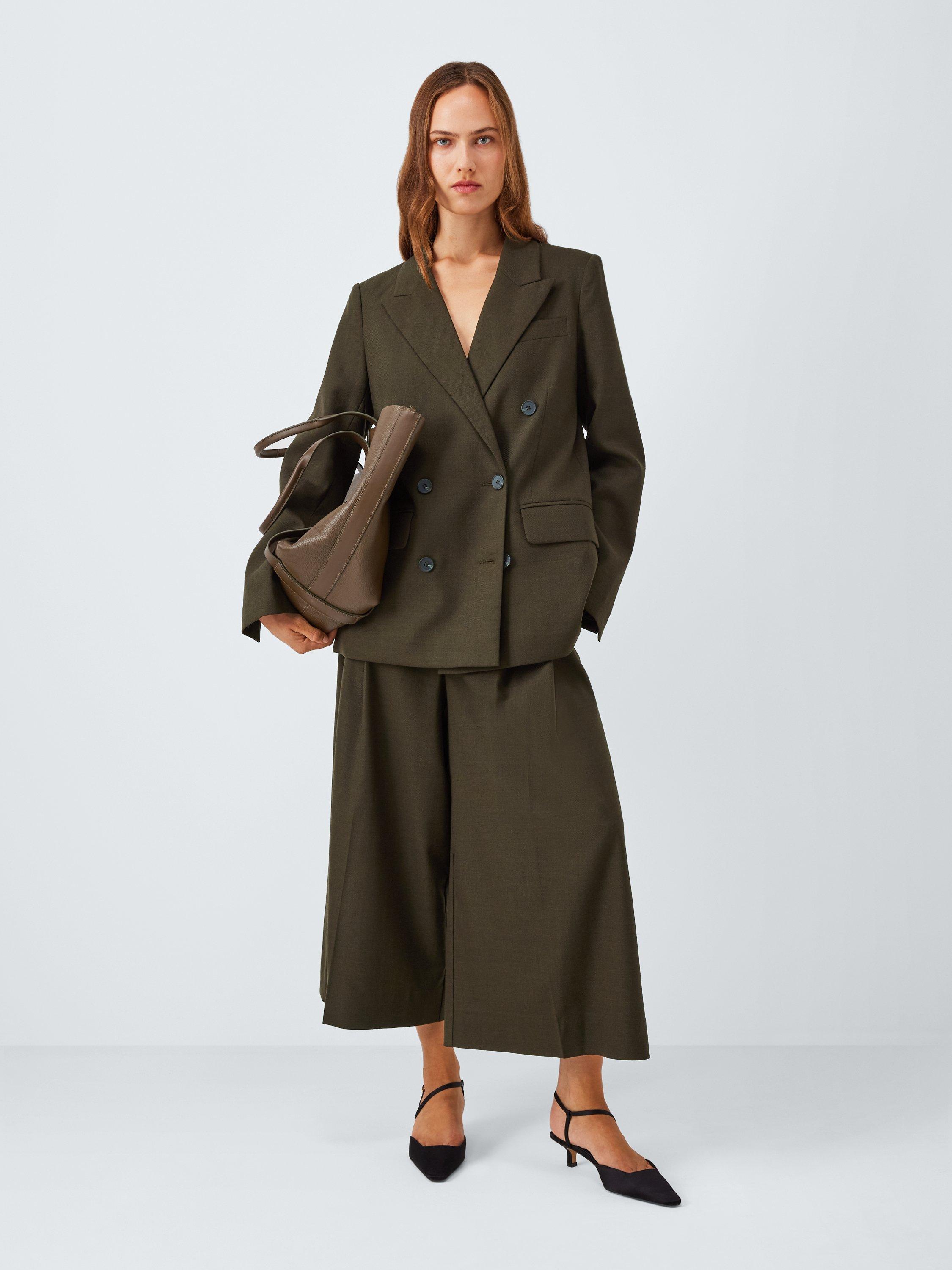 Product image 3 of 6, which shows John Lewis Wool Blend Double Breasted Marl Jacket, Khaki, 10