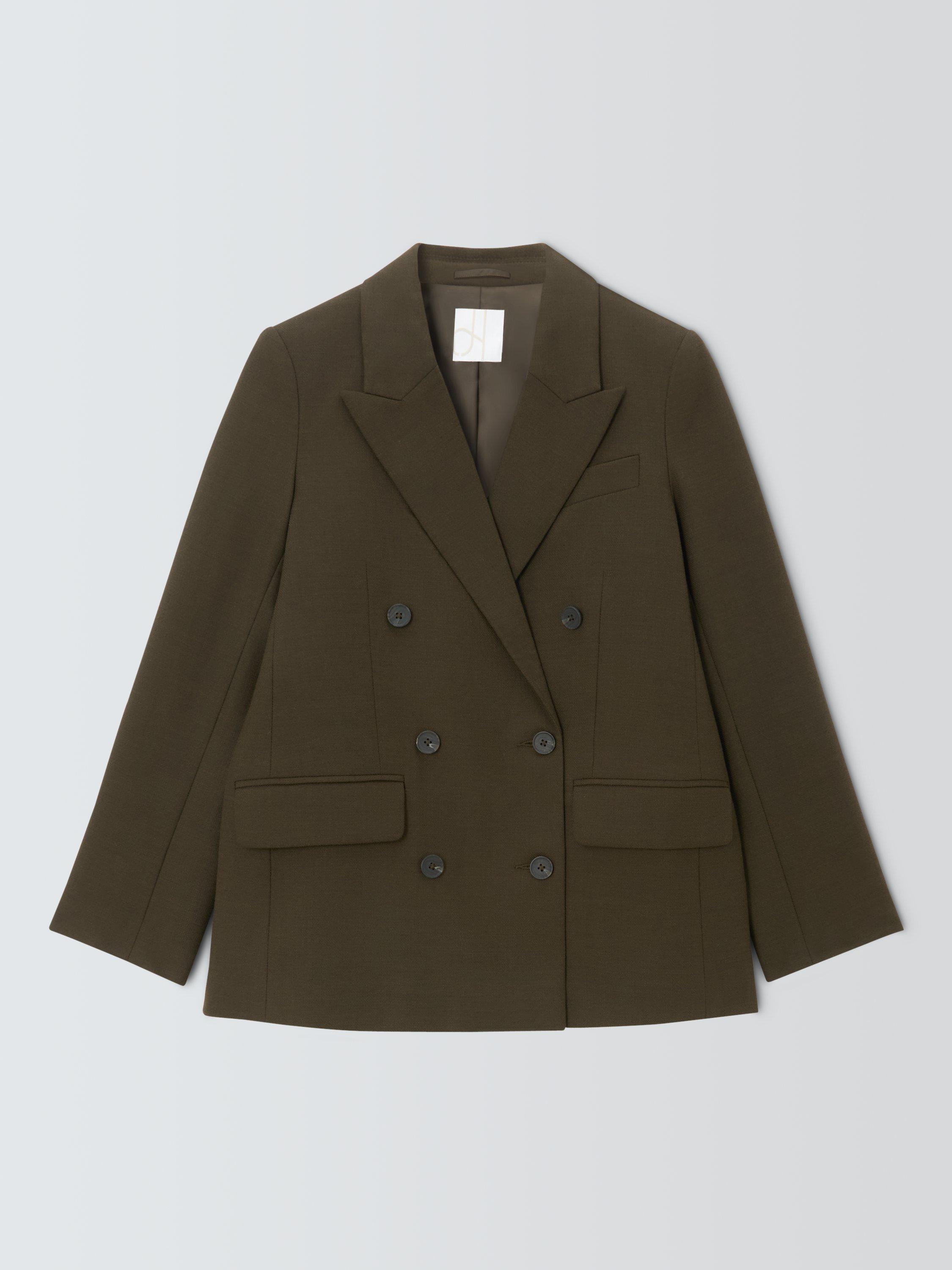 Product image 4 of 6, which shows John Lewis Wool Blend Double Breasted Marl Jacket, Khaki, 10