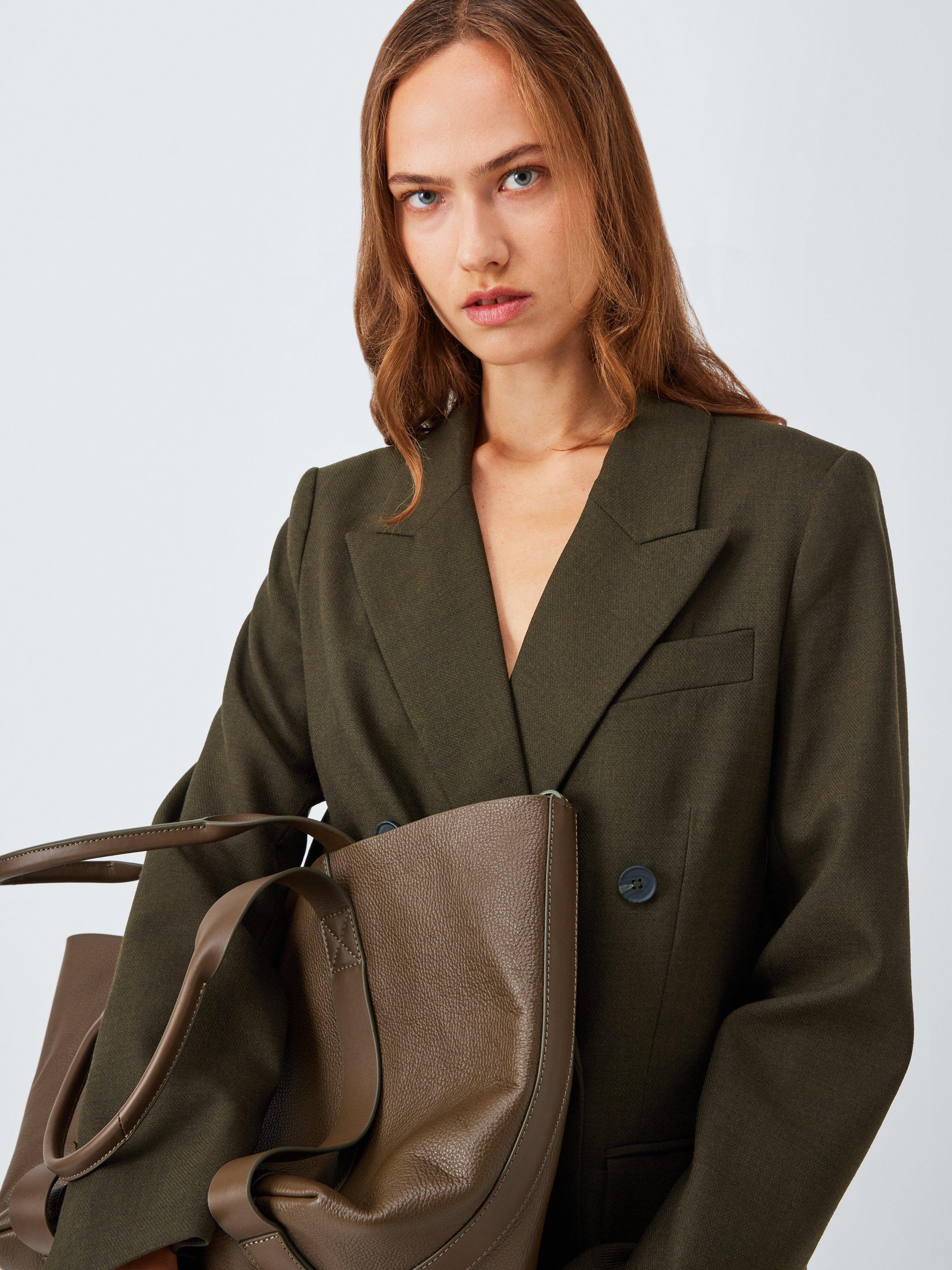 Product image 5 of 6, which shows John Lewis Wool Blend Double Breasted Marl Jacket, Khaki, 10