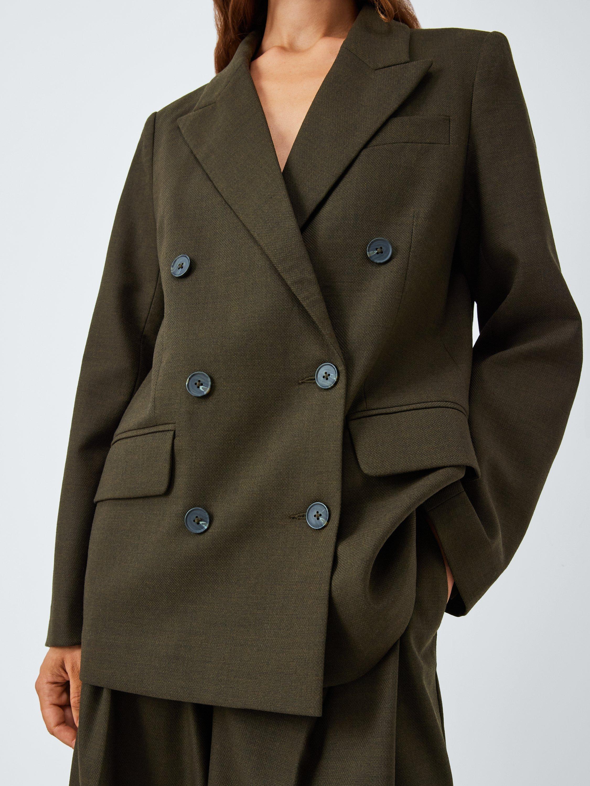 Product image 6 of 6, which shows John Lewis Wool Blend Double Breasted Marl Jacket, Khaki, 10