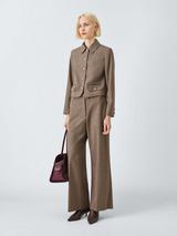 John Lewis Single Breasted Crop Check Jacket, Check