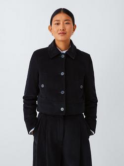 John Lewis Single Breasted Corduroy Jacket, Black, Black