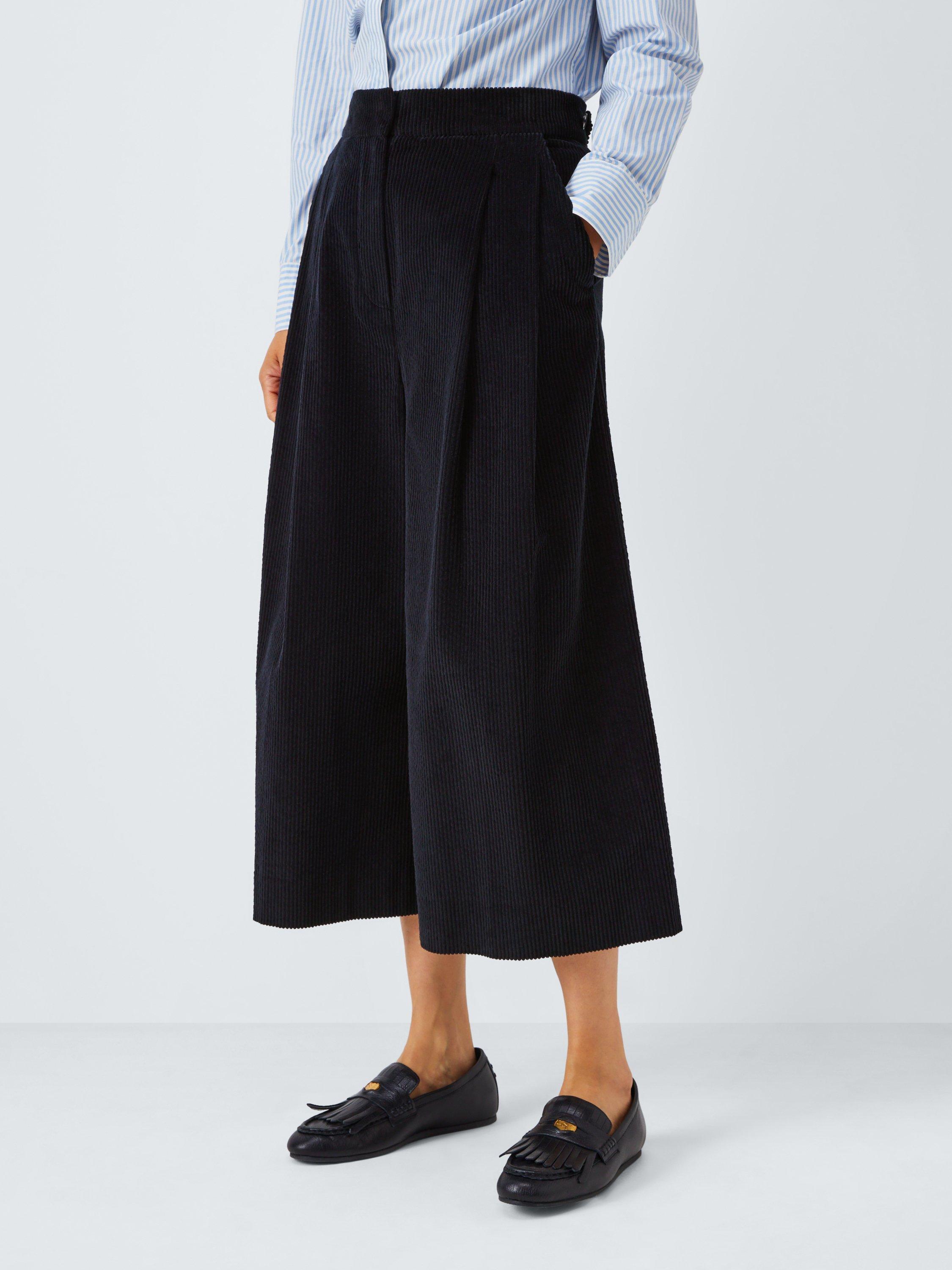 Product image 1 of 6, which shows John Lewis Mid Rise Corduroy Culottes, Black, 20
