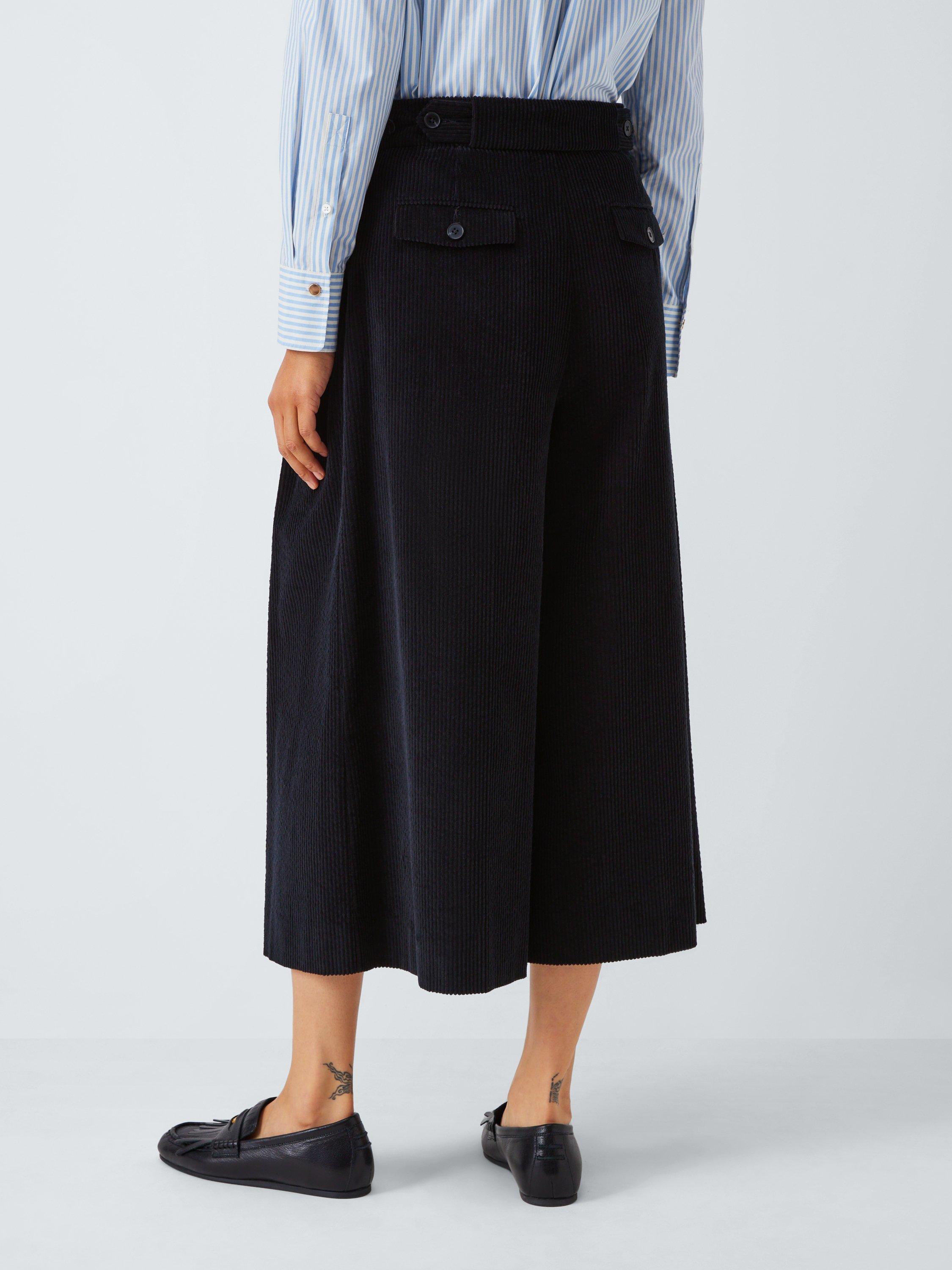 Product image 2 of 6, which shows John Lewis Mid Rise Corduroy Culottes, Black, 20