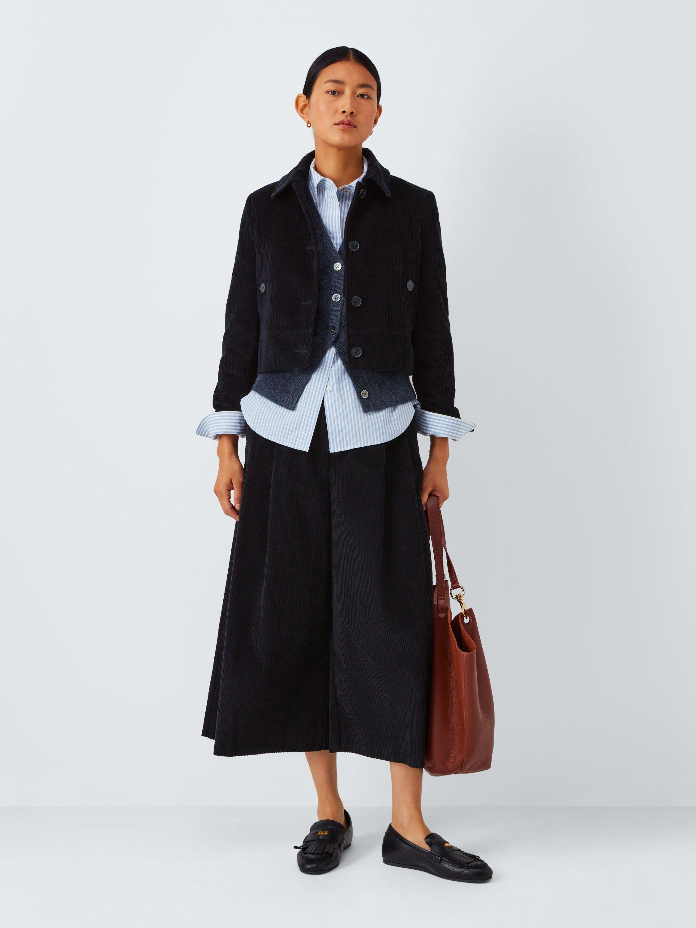 Product image 3 of 6, which shows John Lewis Mid Rise Corduroy Culottes, Black, 20