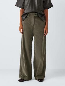 John Lewis Parallel Leg Corduroy Trousers, Khaki