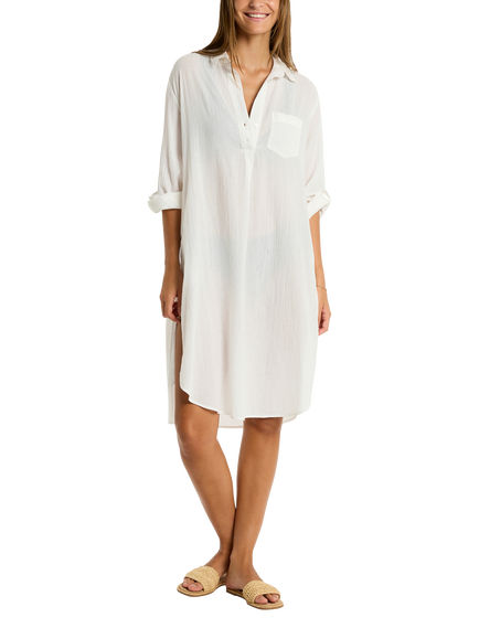 Sea Level Long Beach Cover Up, White