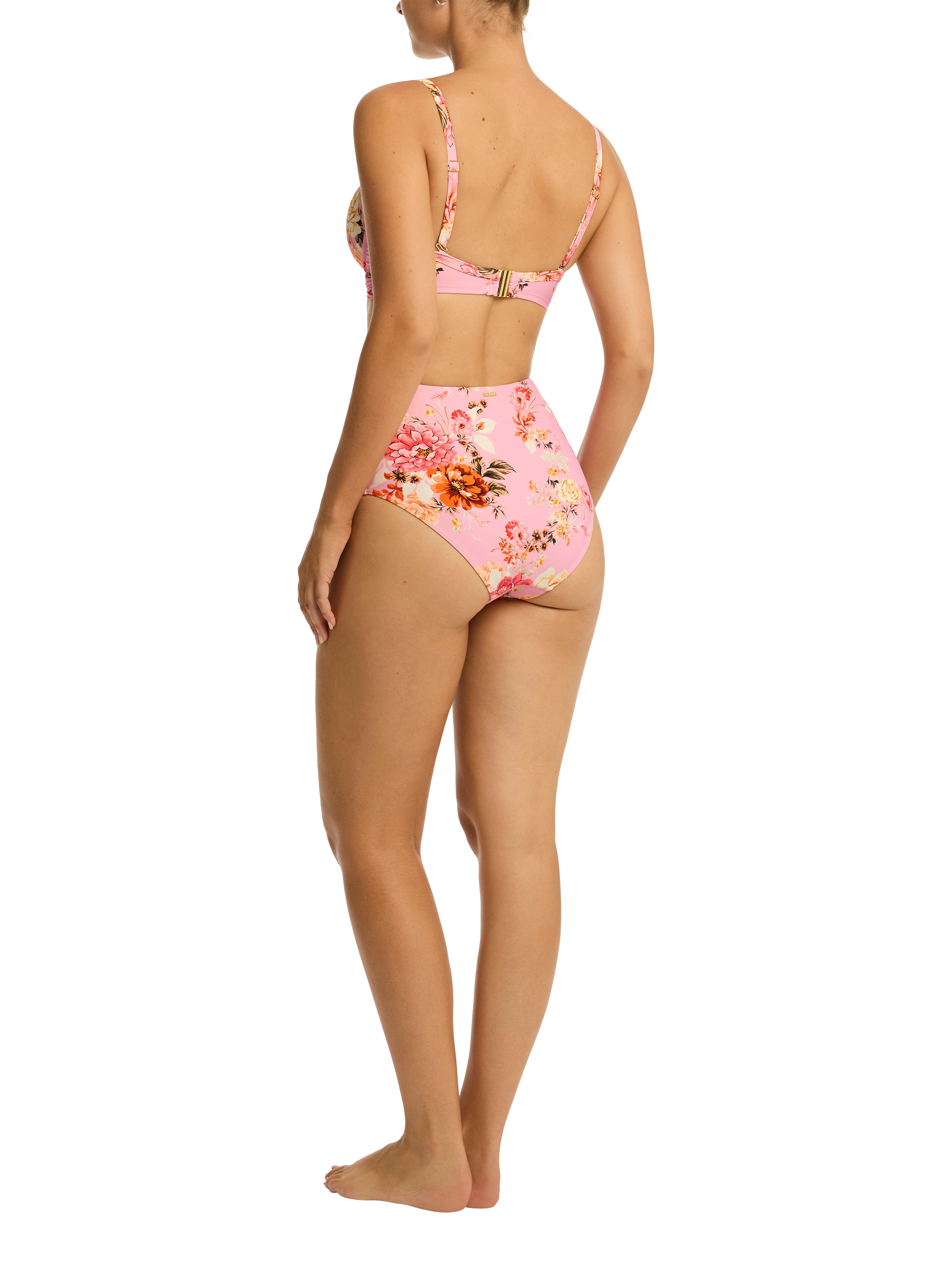 Product image 3 of 4, which shows Sea Level Rosewood High Waist Bikini Bottoms, Pink, 8