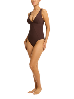 Sea Level Spinnaker Panel Swimsuit - view 2, Cocoa