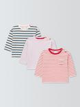John Lewis Baby Cotton Long Sleeve T-Shirt, Pack of 3, Red