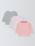John Lewis Baby Cotton Long Sleeve T-Shirt, Pack of 3, Red