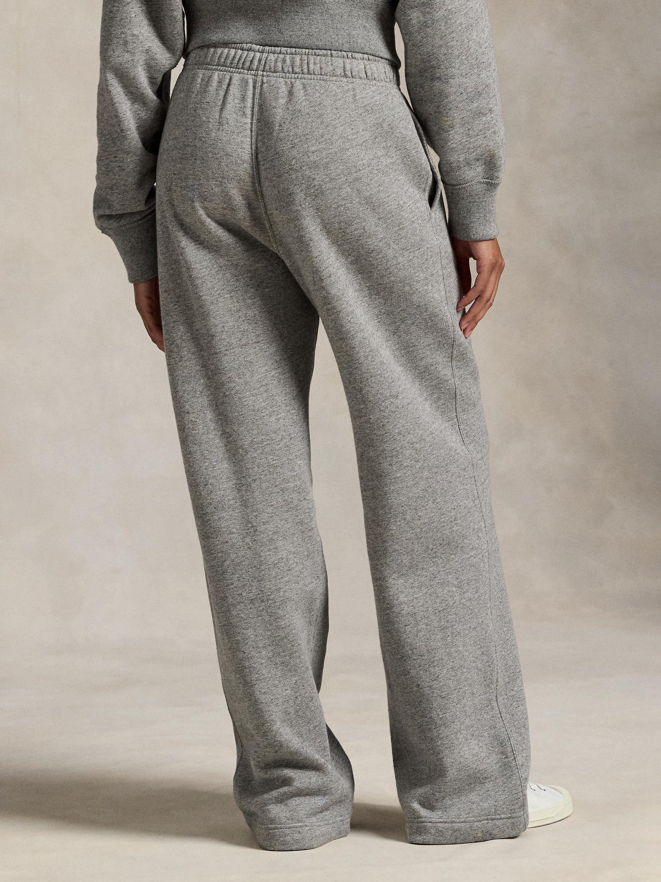 Product image 4 of 5, which shows Polo Ralph Lauren Wide Leg Cotton Blend Fleece Joggers, Grey, XS
