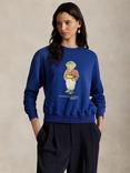 Ralph Lauren Cotton Blend Fleece Polo Bear Crew Neck Sweatshirt, Blue/Multi