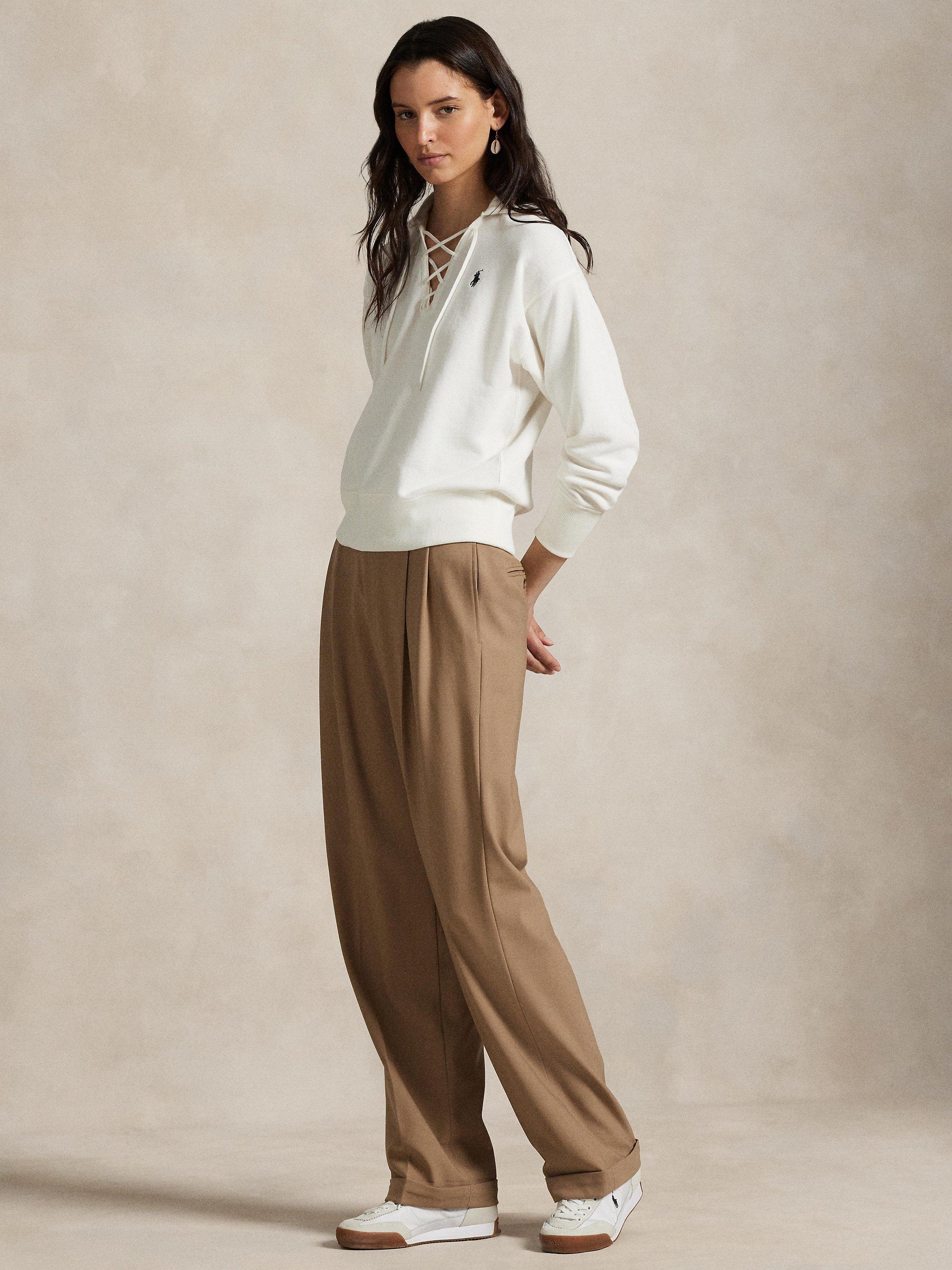 Product image 2 of 4, which shows Ralph Lauren Cotton Blend Lace Up Sweatshirt, White, XS