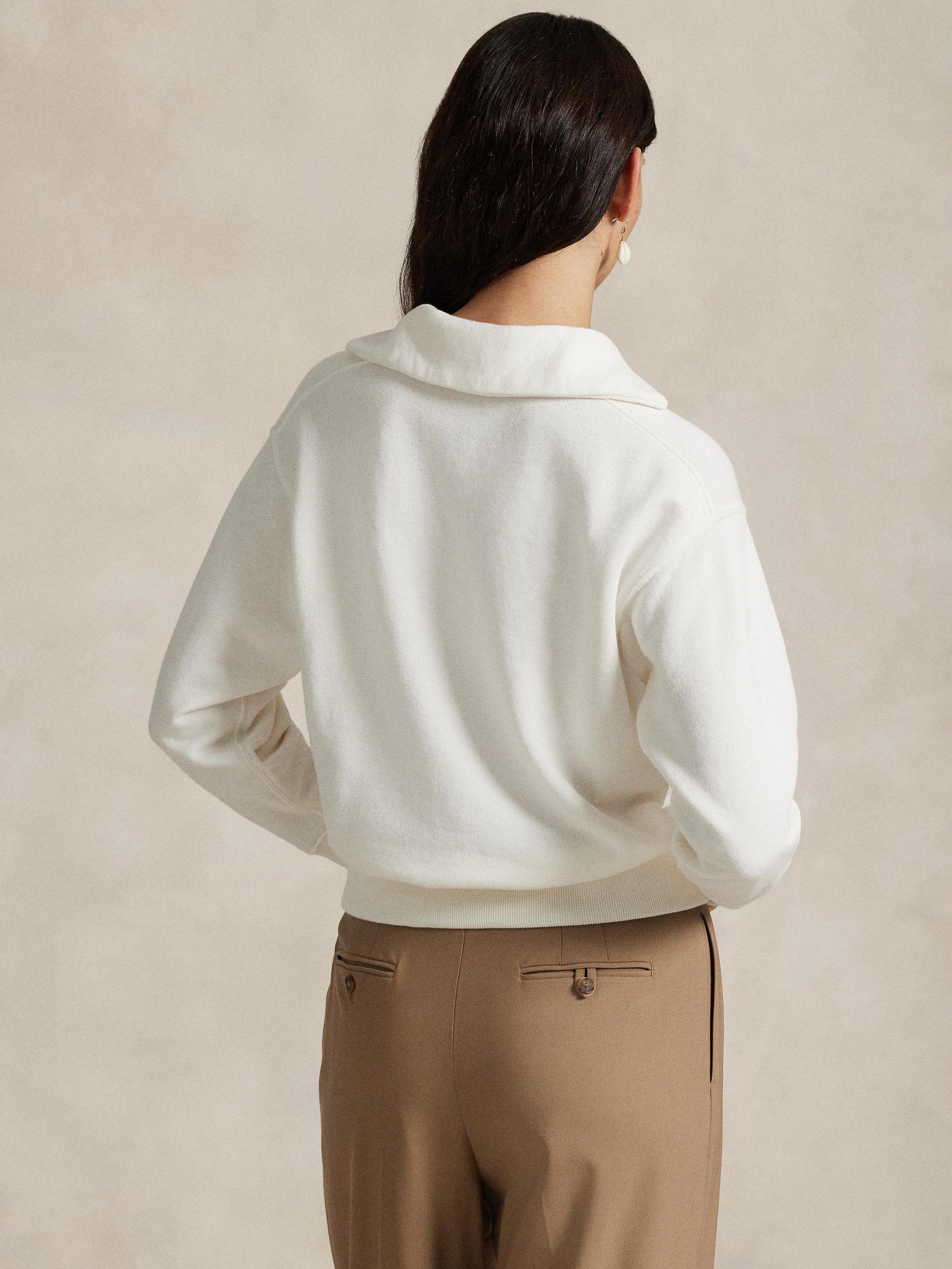 Product image 4 of 4, which shows Ralph Lauren Cotton Blend Lace Up Sweatshirt, White, XS