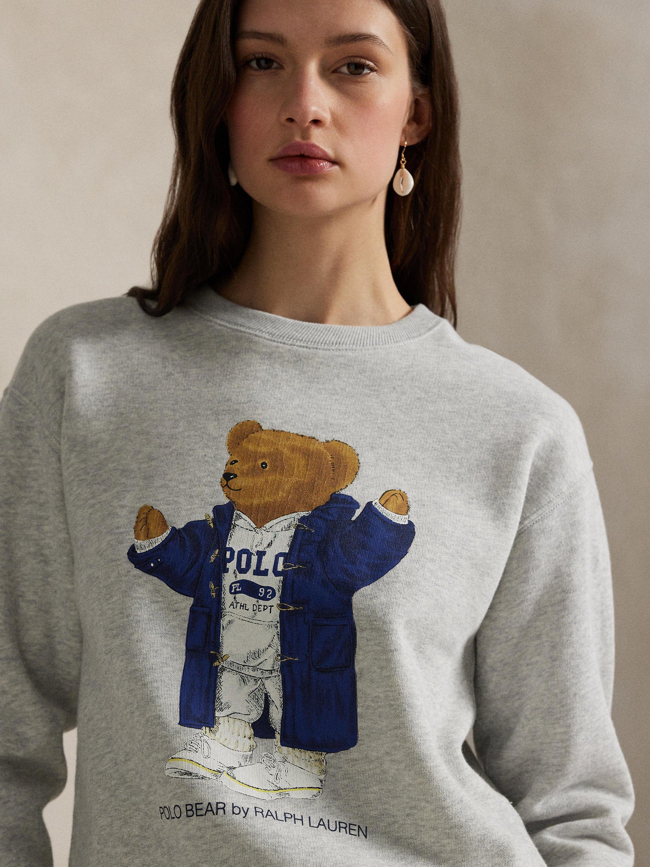 Product image 3 of 4, which shows Polo Ralph Lauren Polo Bear Fleece Crew Neck Sweatshirt, Grey/Multi, XS