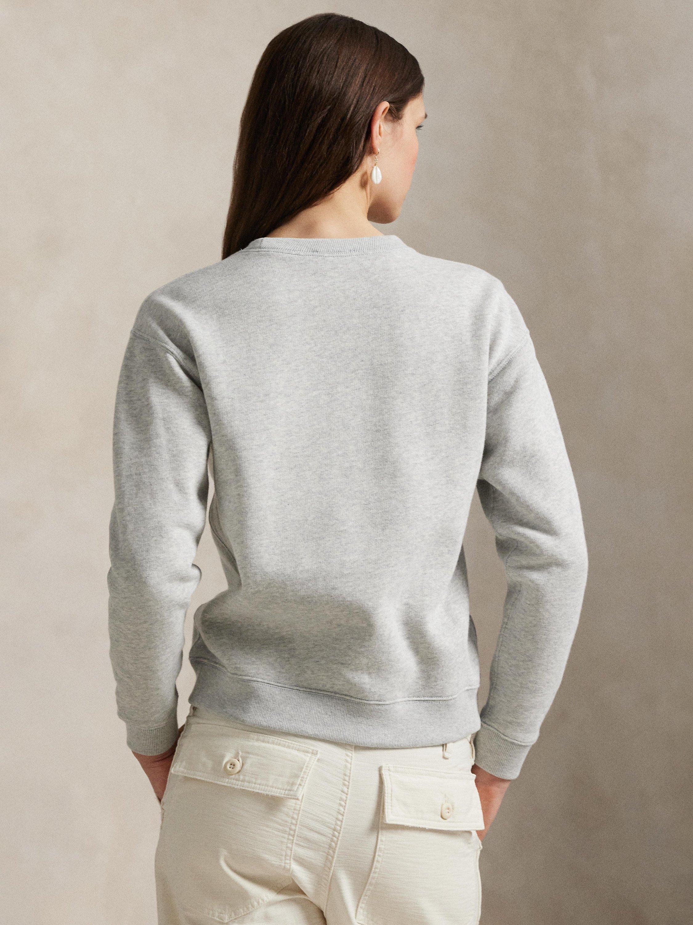 Product image 4 of 4, which shows Polo Ralph Lauren Polo Bear Fleece Crew Neck Sweatshirt, Grey/Multi, XS
