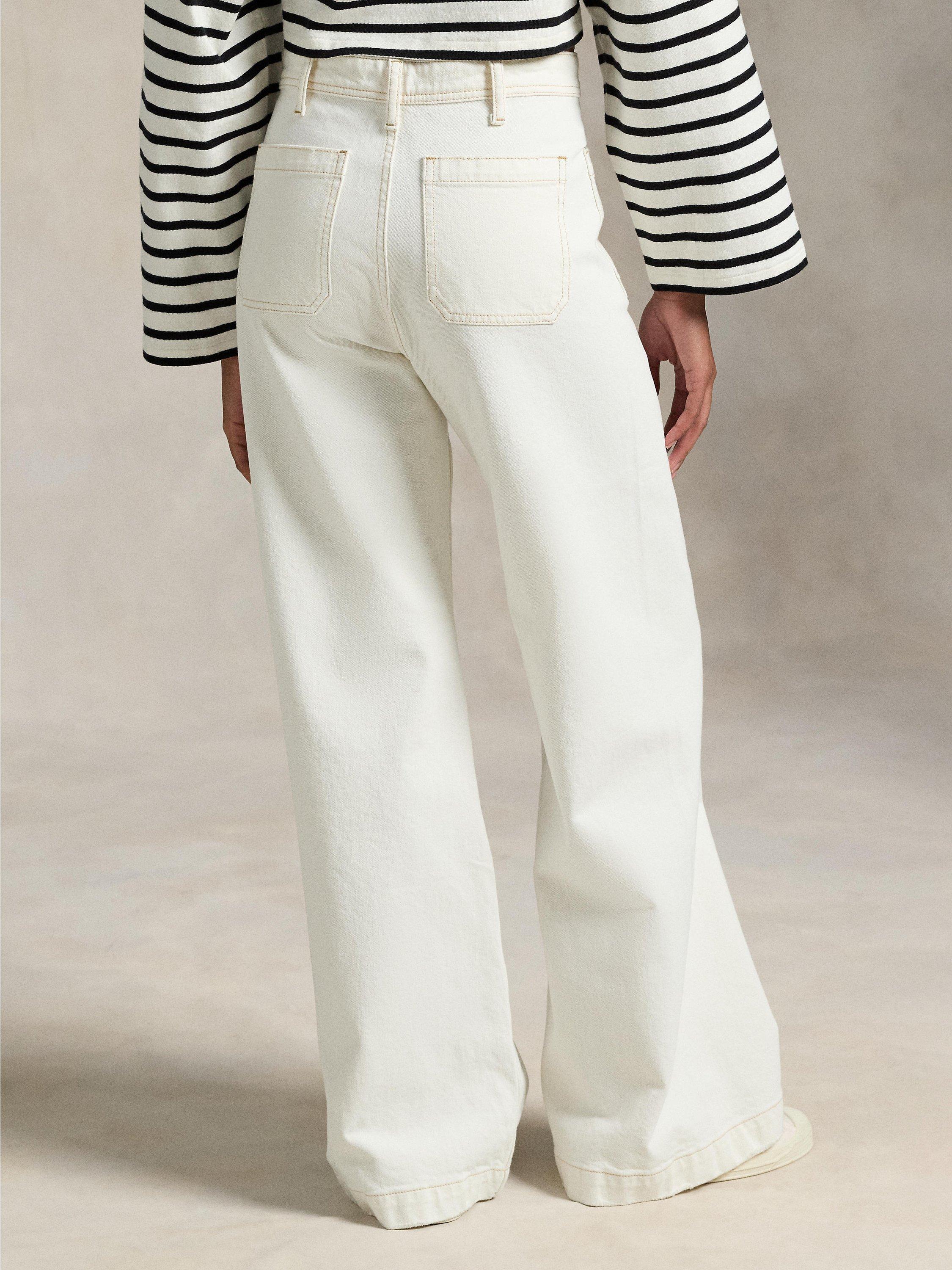 Product image 3 of 4, which shows Polo Ralph Lauren Denim Wide Leg Sailor Jeans, Luizia Wash, 26